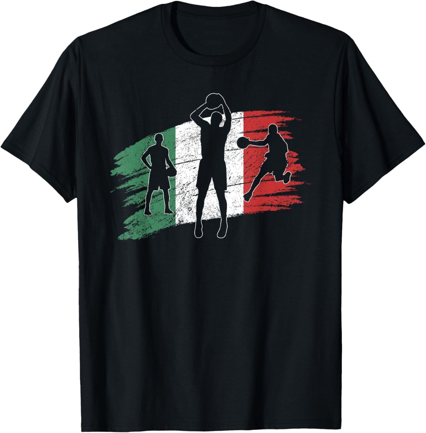 Vintage Italian Flag Italy Basketball T-Shirt - T-Shirt | Black