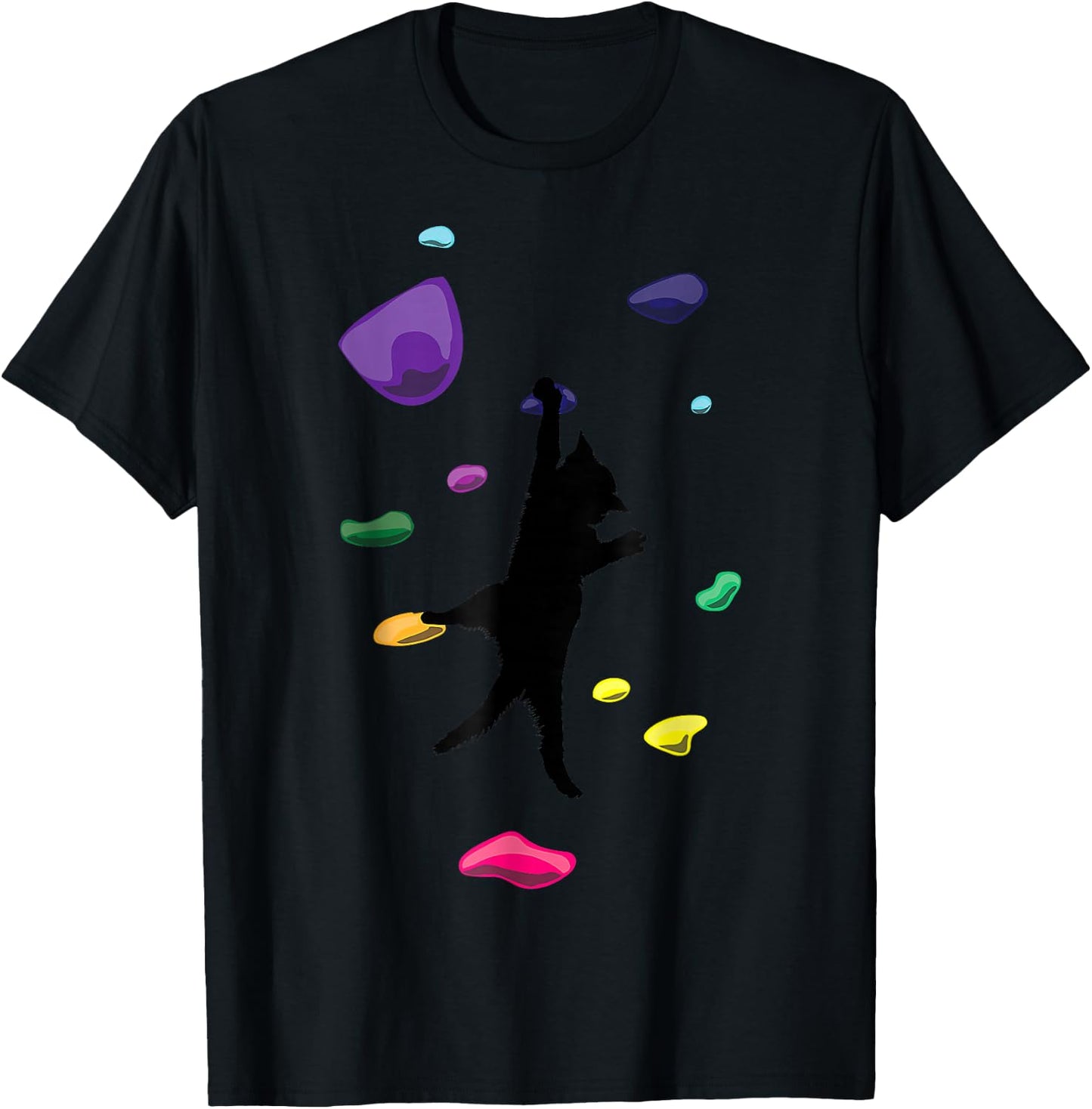 Funny Cat Climber Rock Climbing Gift Women And Kids T-Shirt - T-Shirt | Black
