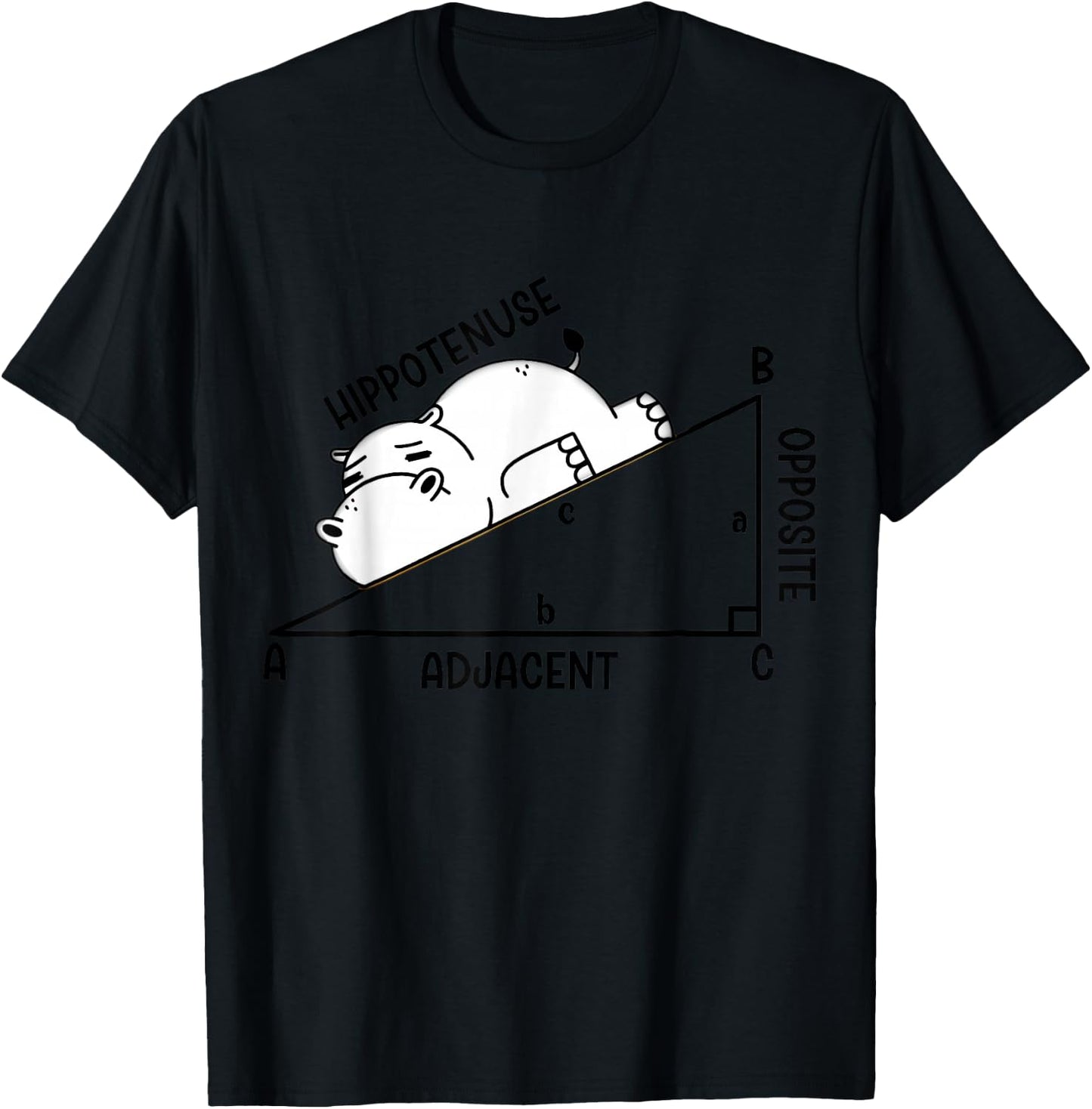 Nerdy Funny Hippotenuse Hypotenuse Hippopotamus Math Teacher T-Shirt - T-Shirt | Black