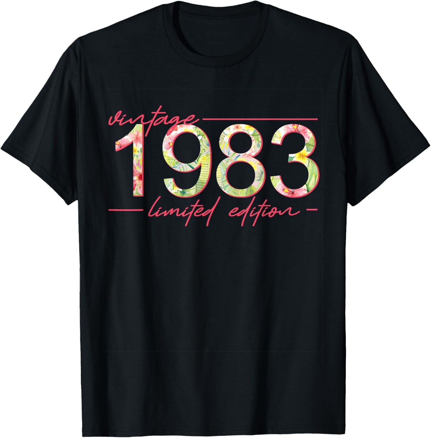 Vintage 1983 Limited Edition Tropische Blumen Damen Geburtstag T-Shirt - T-Shirt | Black