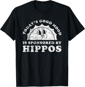 Funny Cute Retro Vintage Hippos or Hippo T-Shirt - T-Shirt | Black