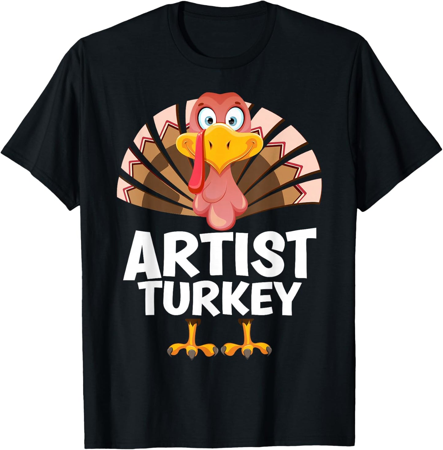 Thanksgiving Artist Turkey Matching Pajama T-Shirt - T-Shirt | Black