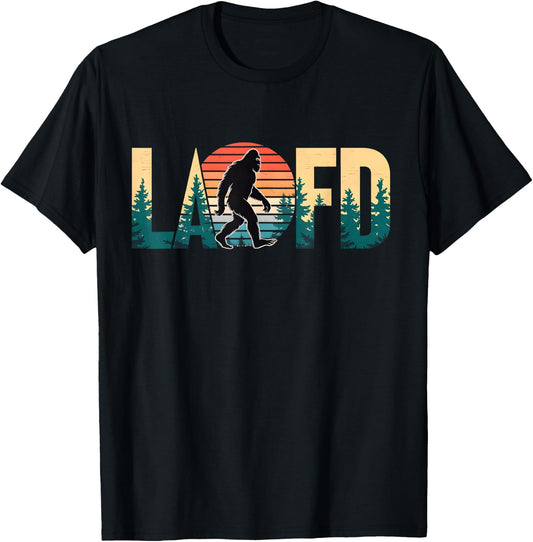 LAFD Strong Big Foot Vintage Forest Scene Retro California T-Shirt - T-Shirt | Black