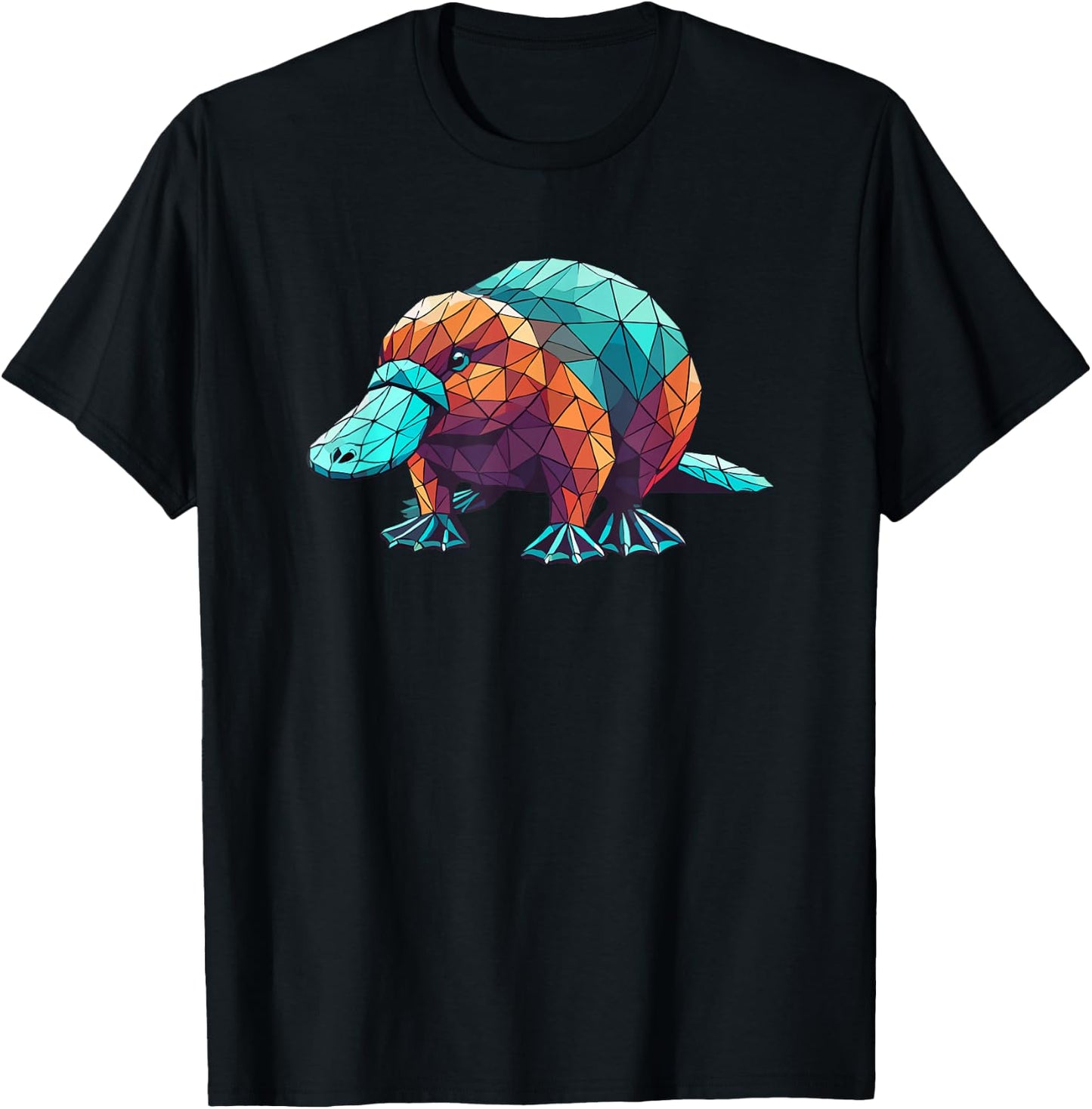 Geometric Art Platypus Platypuses Duckbill T-Shirt - T-Shirt | Black
