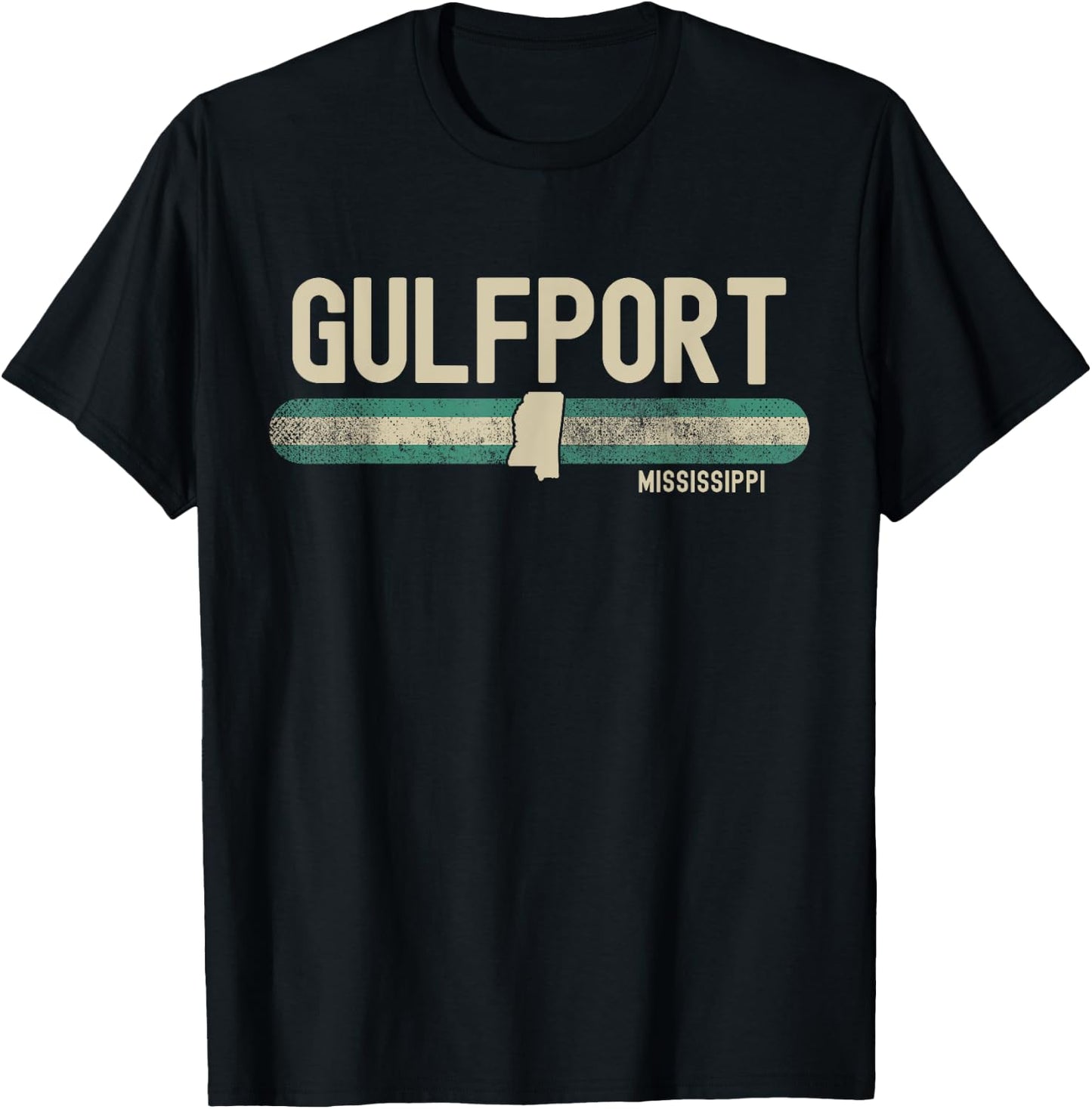 Gulfport MS | Mississippi | Travel & 80s Style T-Shirt - T-Shirt | Black