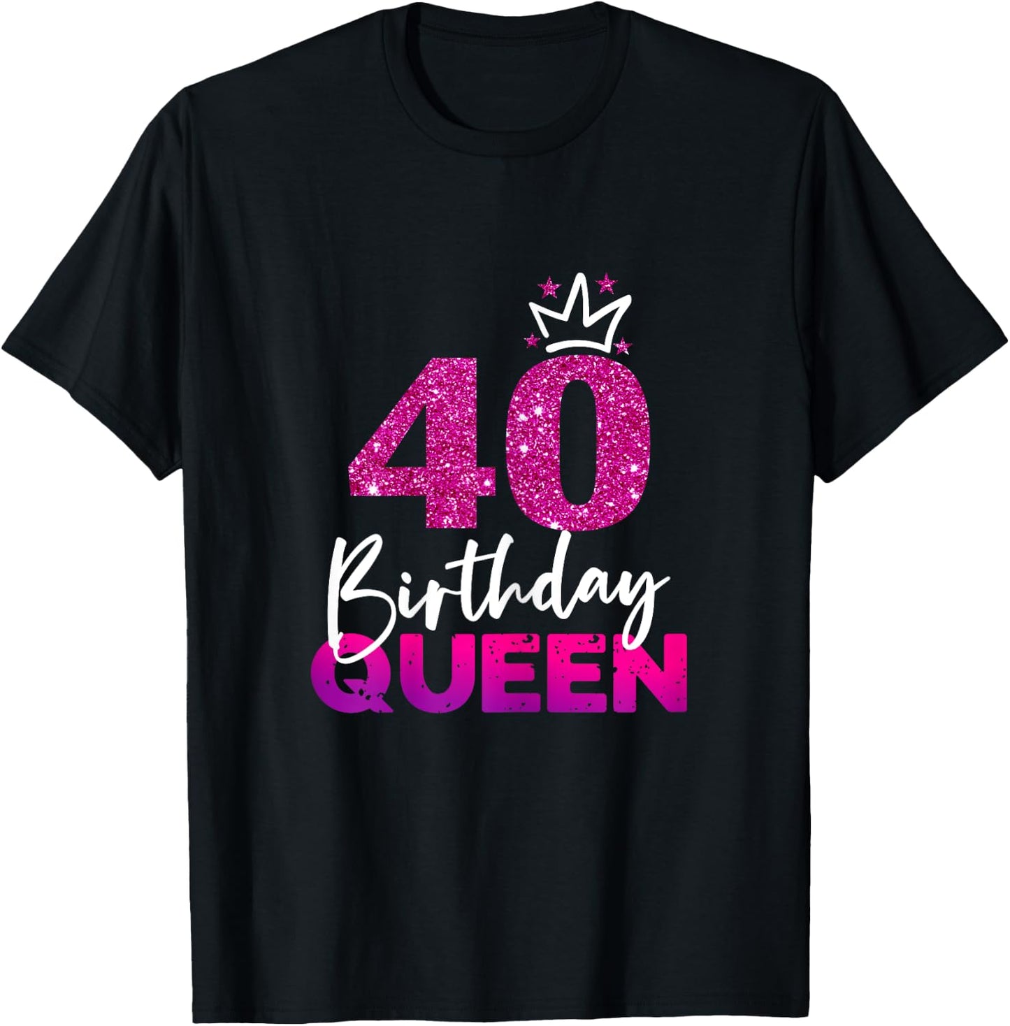 Ladies 40th Birthday Queen Gift 40th Birthday , black T-Shirt - T-Shirt | Black