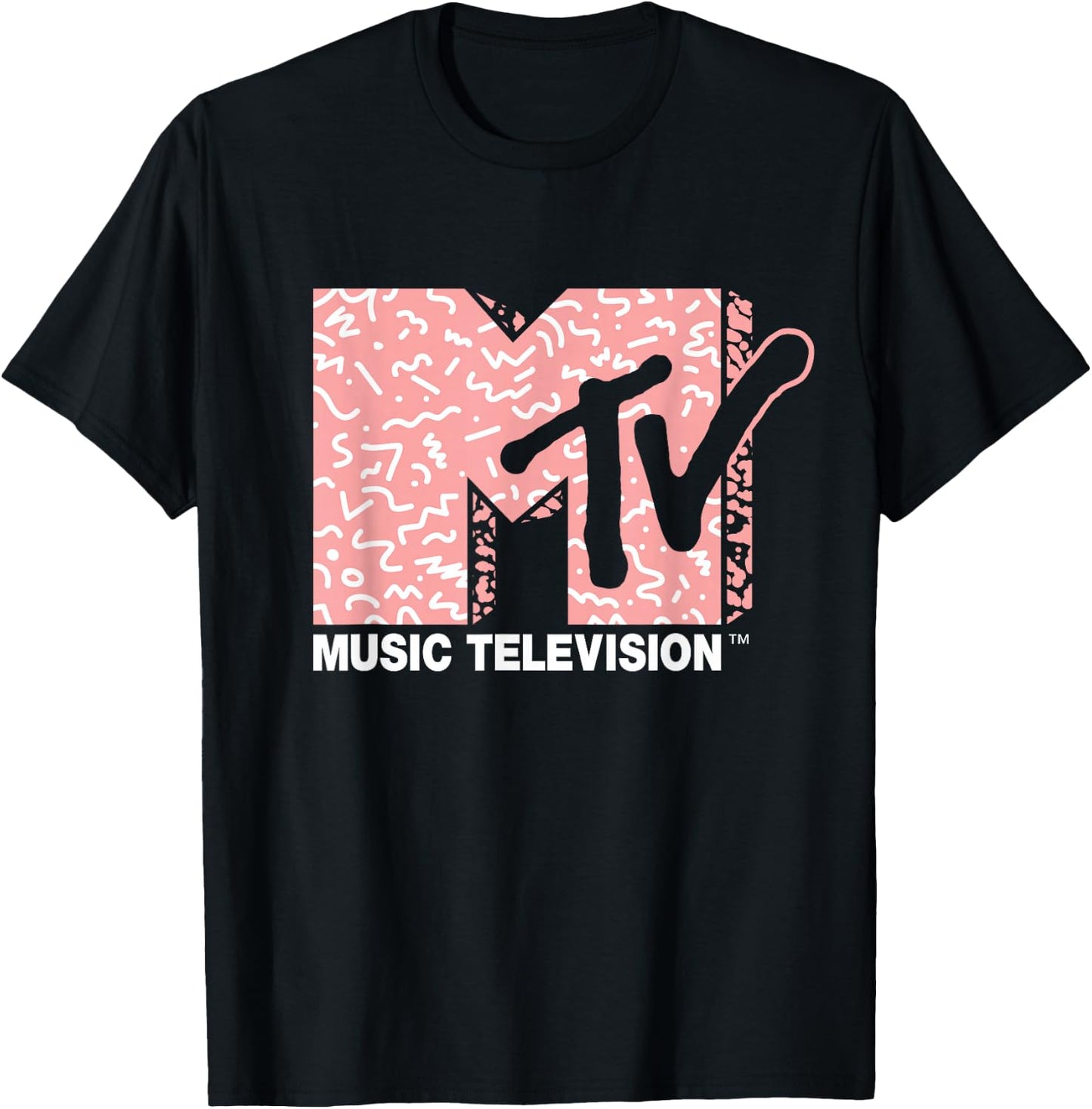 MTV - Memphis Style Pattern Fill T-Shirt - T-Shirt | Black