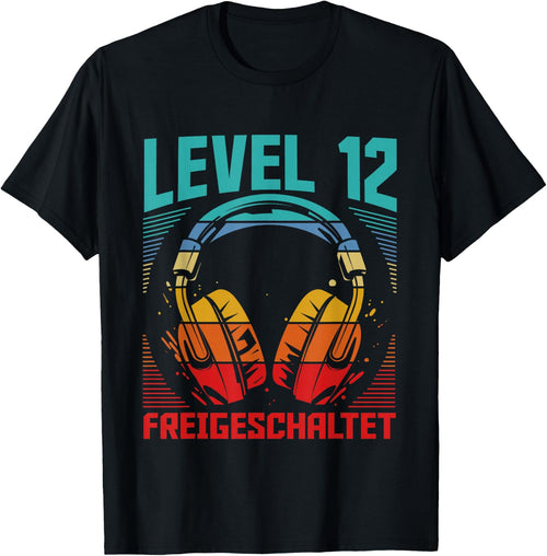 12th Birthday Boys Video Gamer Level 12 Unlocked Boys , black