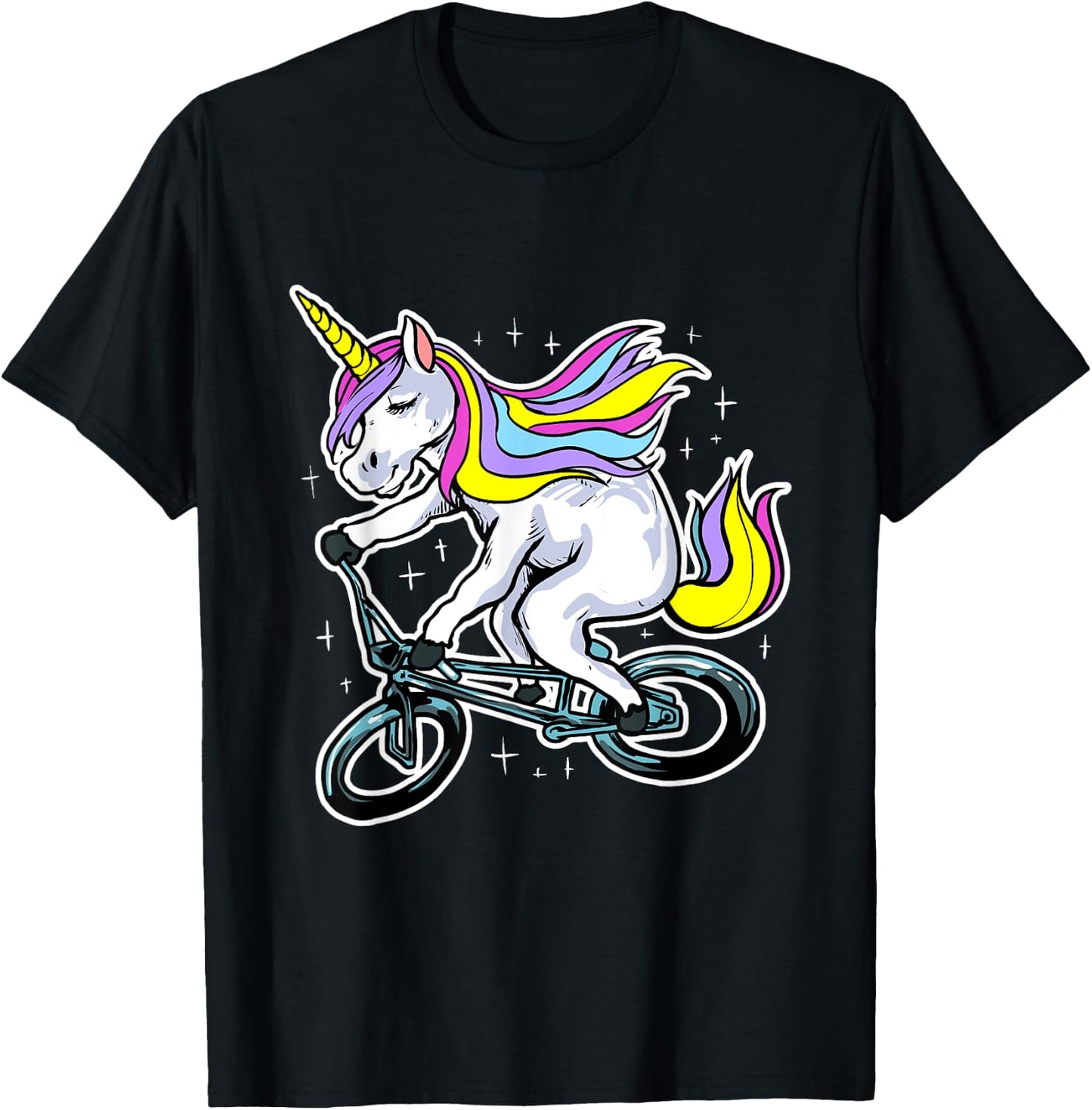 Funny Magic BMX Bike Bicycle Rider Unicorn Costume T-Shirt - T-Shirt | Black