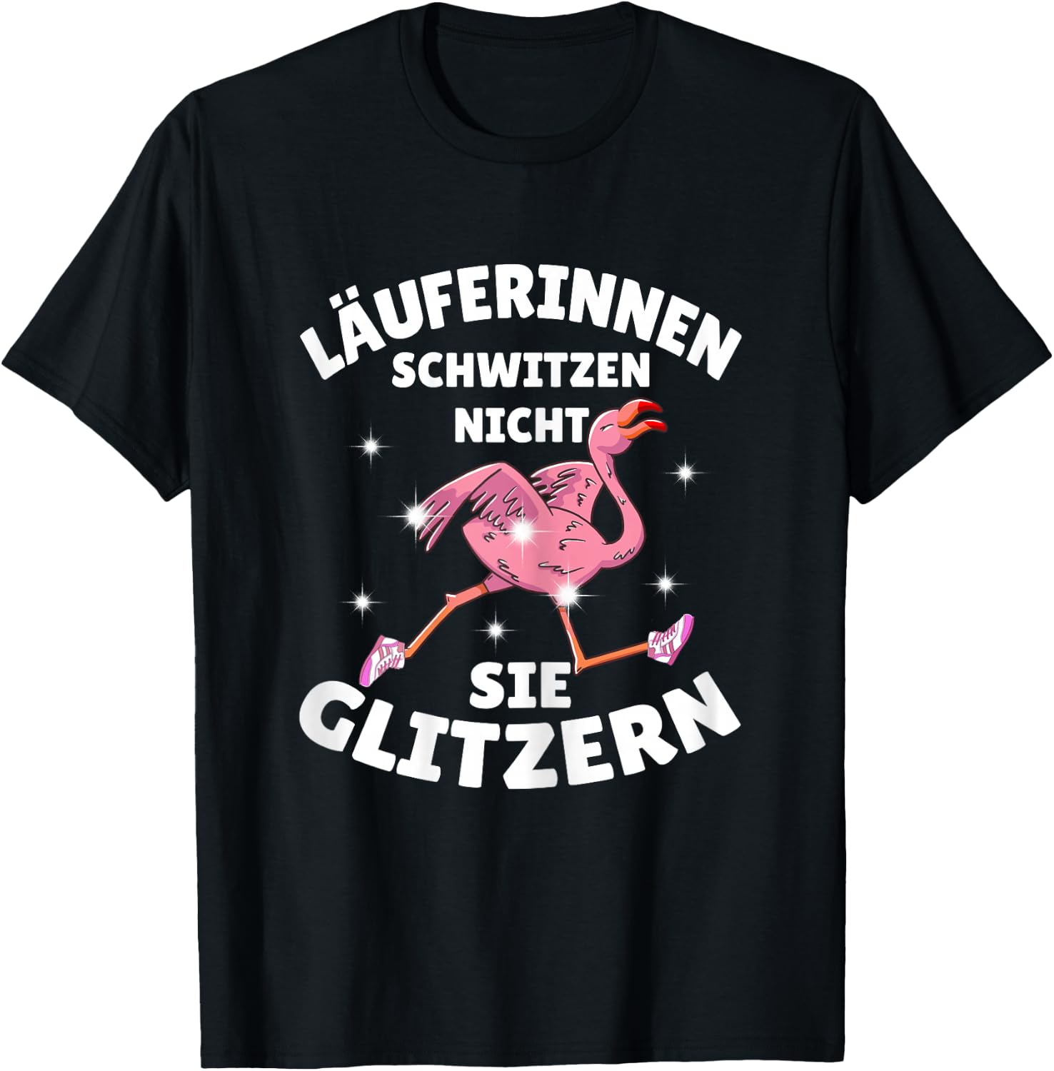 Running Jogging Funny Runner Saying Flamingo Fitness Sports , black T-Shirt - T-Shirt | Black