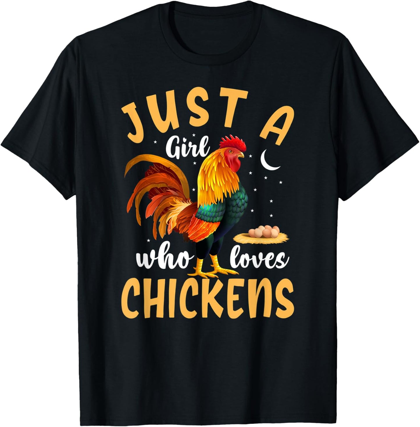 Just a Girl Who Loves Chickens, Cute Chicken Farm T-Shirt - T-Shirt | Black