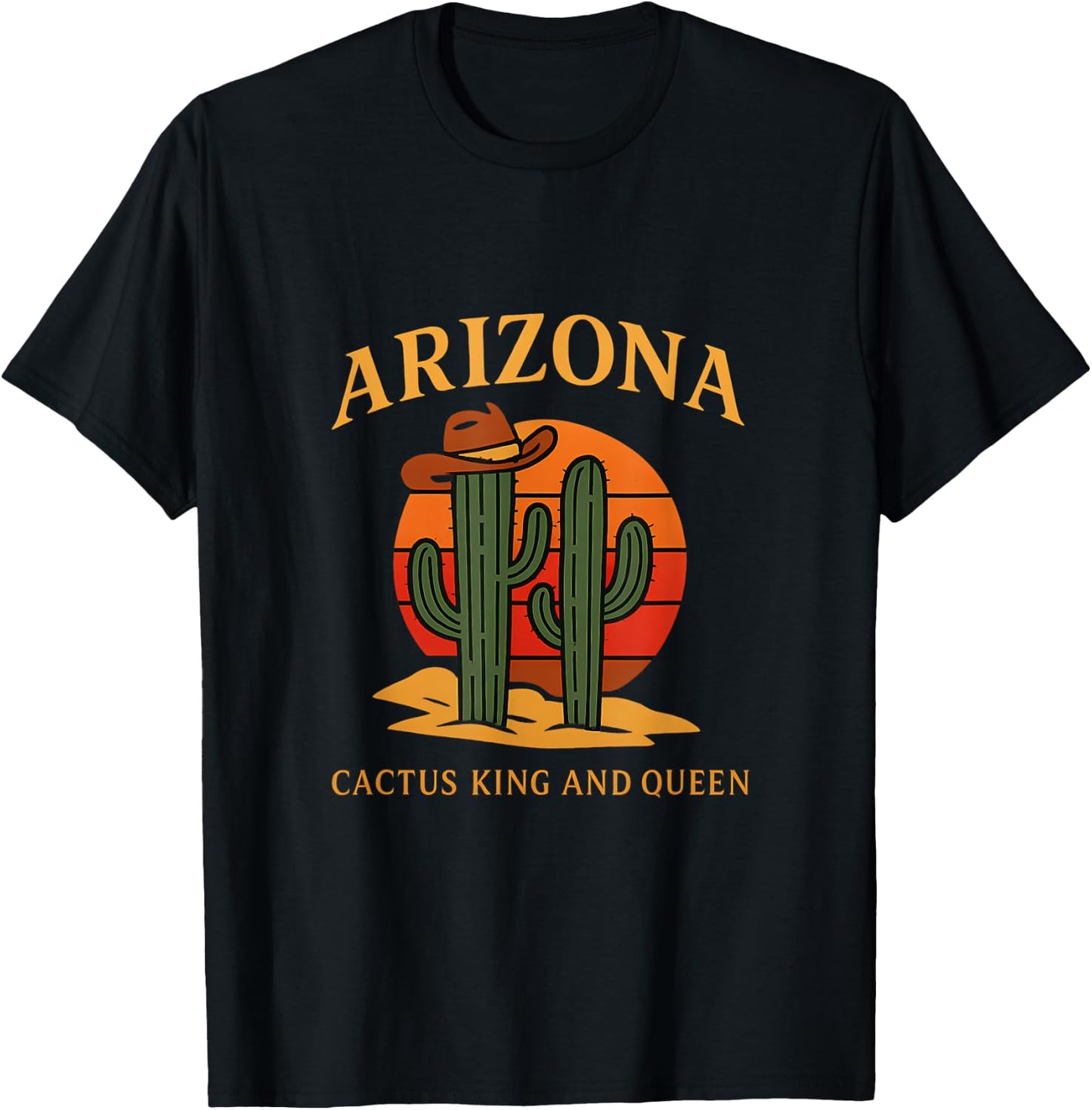 Graphic Arizona Cactus King & Queen Desert Pride T-Shirt - T-Shirt | Black