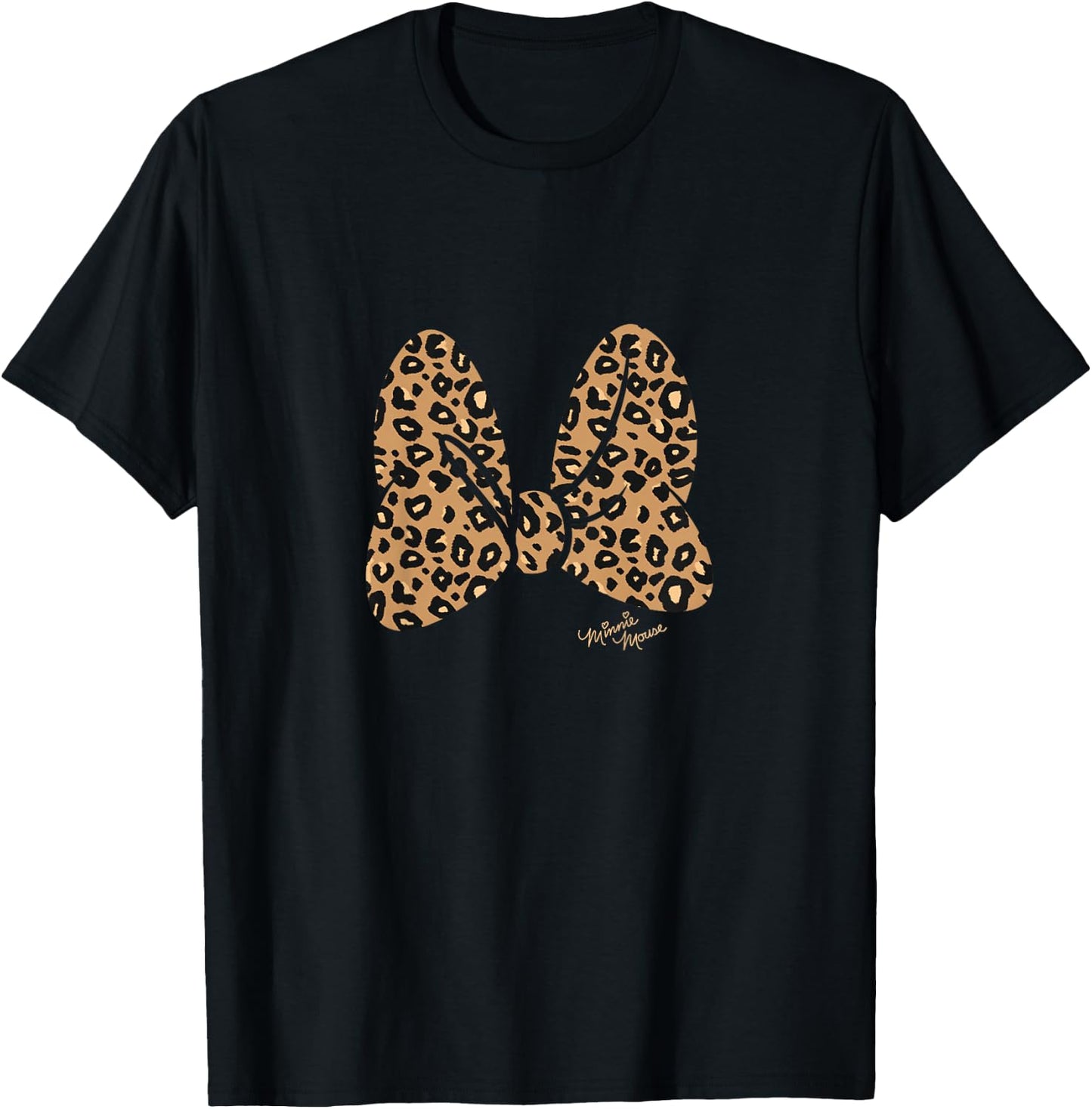 Kids Disney Mickey and Friends Leopard Print Hair Bow Logo T-Shirt - T-Shirt | Black