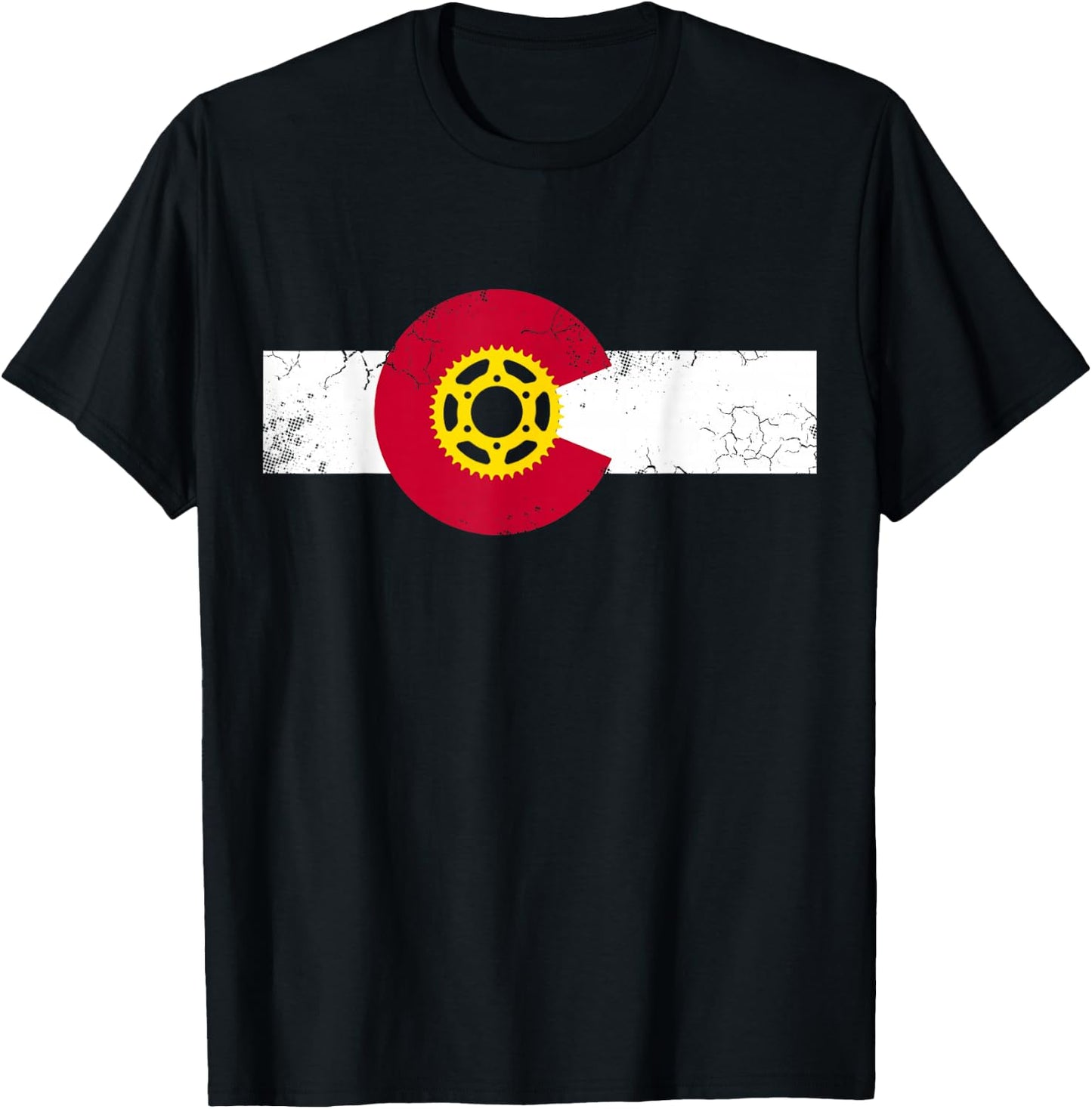 Colorado Flag Mountain Bike Cycling Riding Biking Cyclist T-Shirt - T-Shirt | Black
