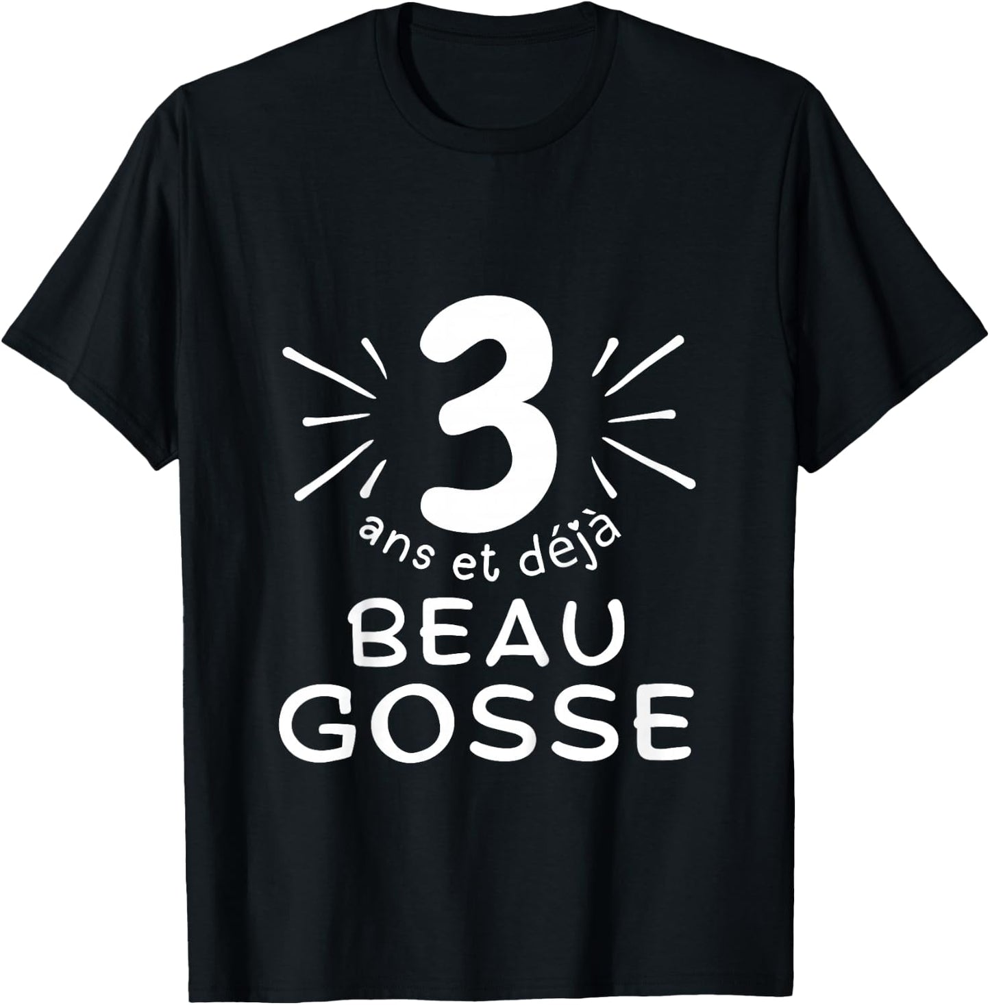 Child 3 years old and already handsome kid. phrase humor for gift boy , Black, 2 T-Shirt - T-Shirt | Black