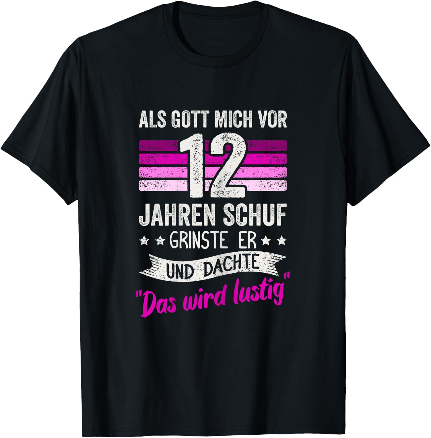12. Geburtstag als Gott mich vor 12 Jahren schuf grinste er T-Shirt - T-Shirt | Black