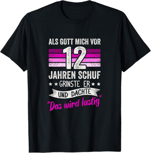 12. Geburtstag als Gott mich vor 12 Jahren schuf grinste er T-Shirt - T-Shirt | Black