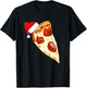 Funny Pizza Lover Santa Hat Christmas Pajama Pepperoni T-Shirt - T-Shirt | Black
