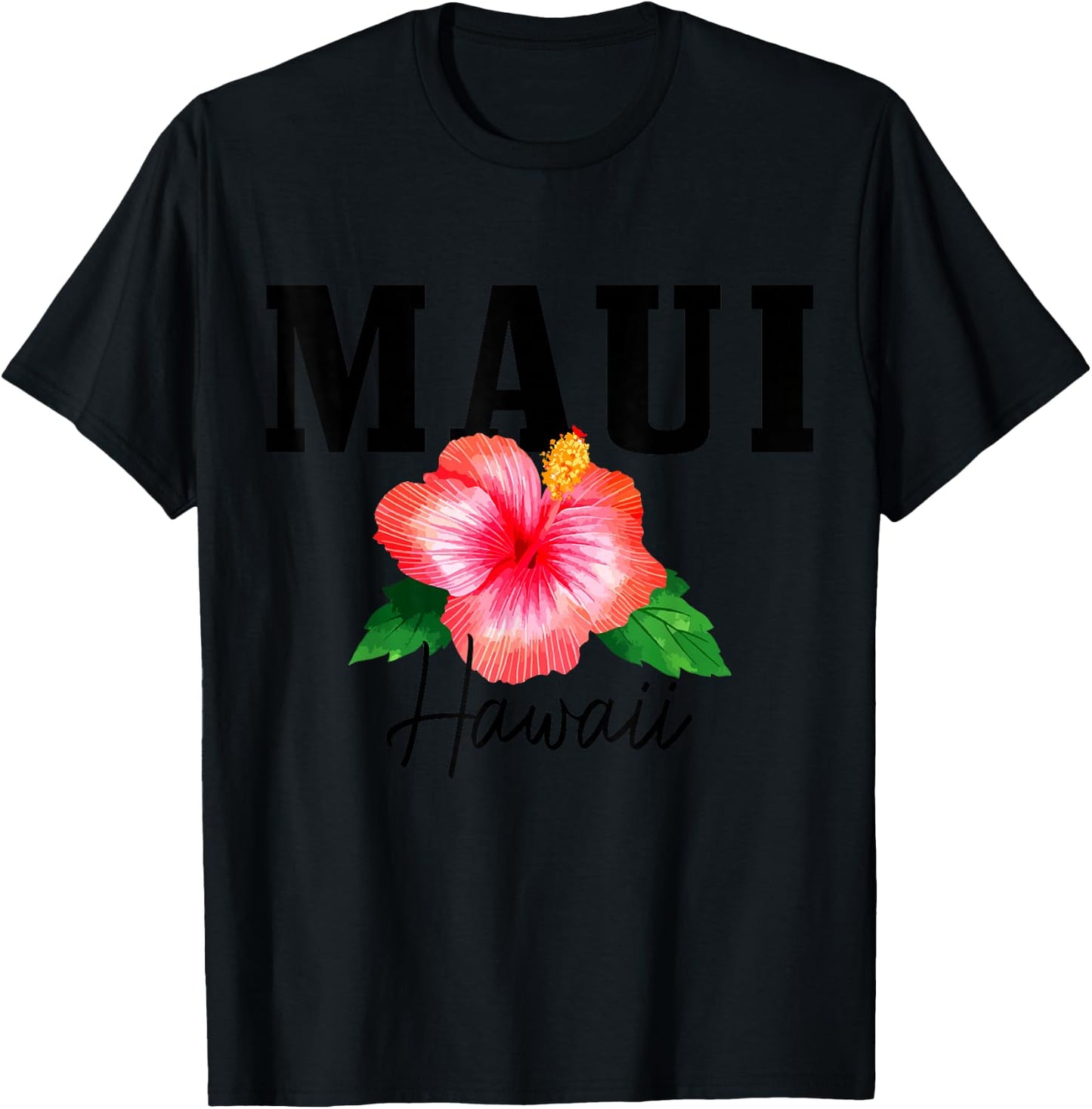 Maui Hawaii Floral Hibiscus Surf Surfer Vintage Hawaii T-Shirt - T-Shirt | Black