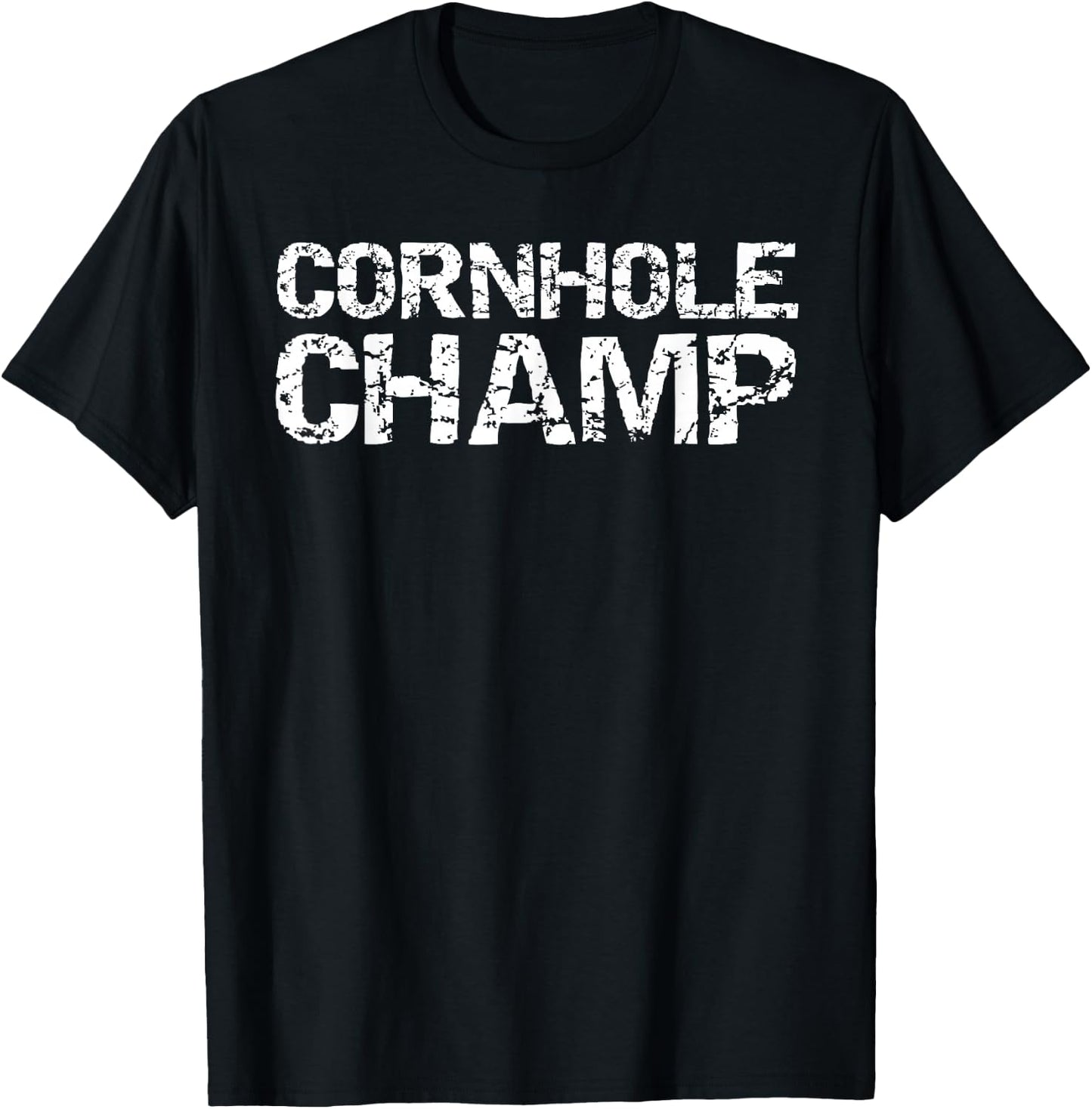 Cornhole Championship Winner Gift Distressed Cornhole Champ T-Shirt - T-Shirt | Black