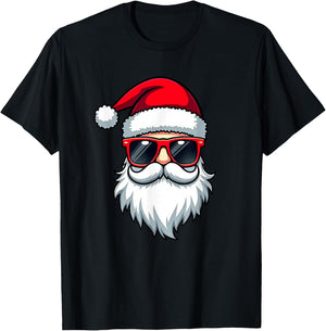 Cool Santa in Sunglasses Christmas Modern Holiday Art , Black, S T-Shirt - T-Shirt | Black