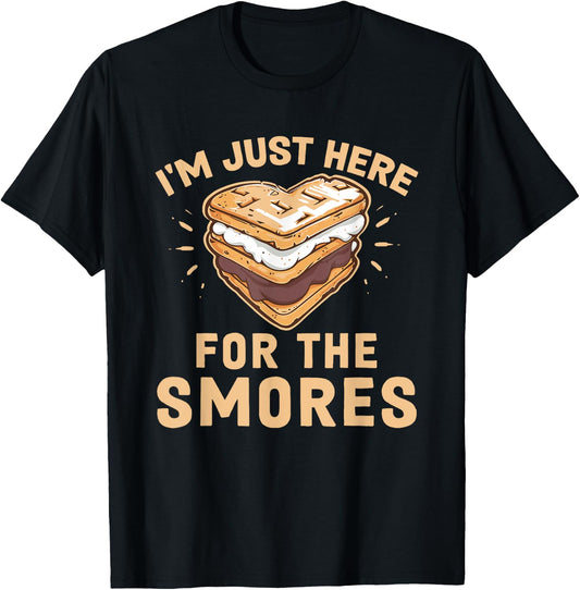 I'm Just Here For The Smores Camping Marshmallow Smores T-Shirt - T-Shirt | Black