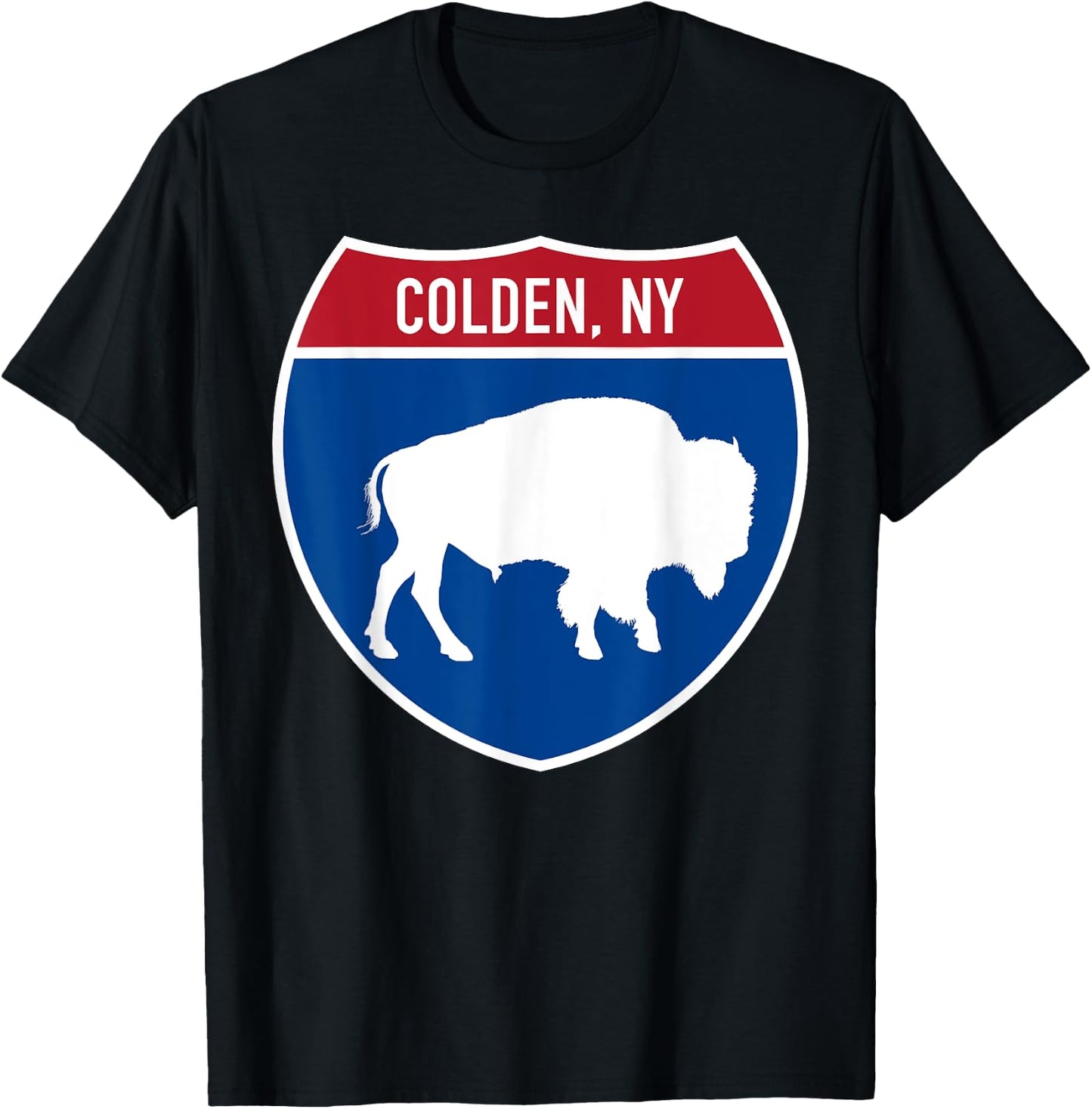 Colden New York Buffalo NY Highway Interstate Sign T-Shirt - T-Shirt | Black