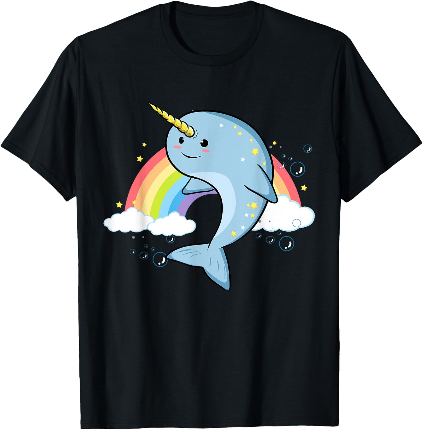 Funny Narwhal Unicorn of the Sea Lover Horn Rainbow Kawaii T-Shirt - T-Shirt | Black