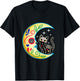 Cat & Moon Sugar Skull Dia de Los Muertos Day of The Dead Men Women Girls Kids T-Shirt - T-Shirt | Black