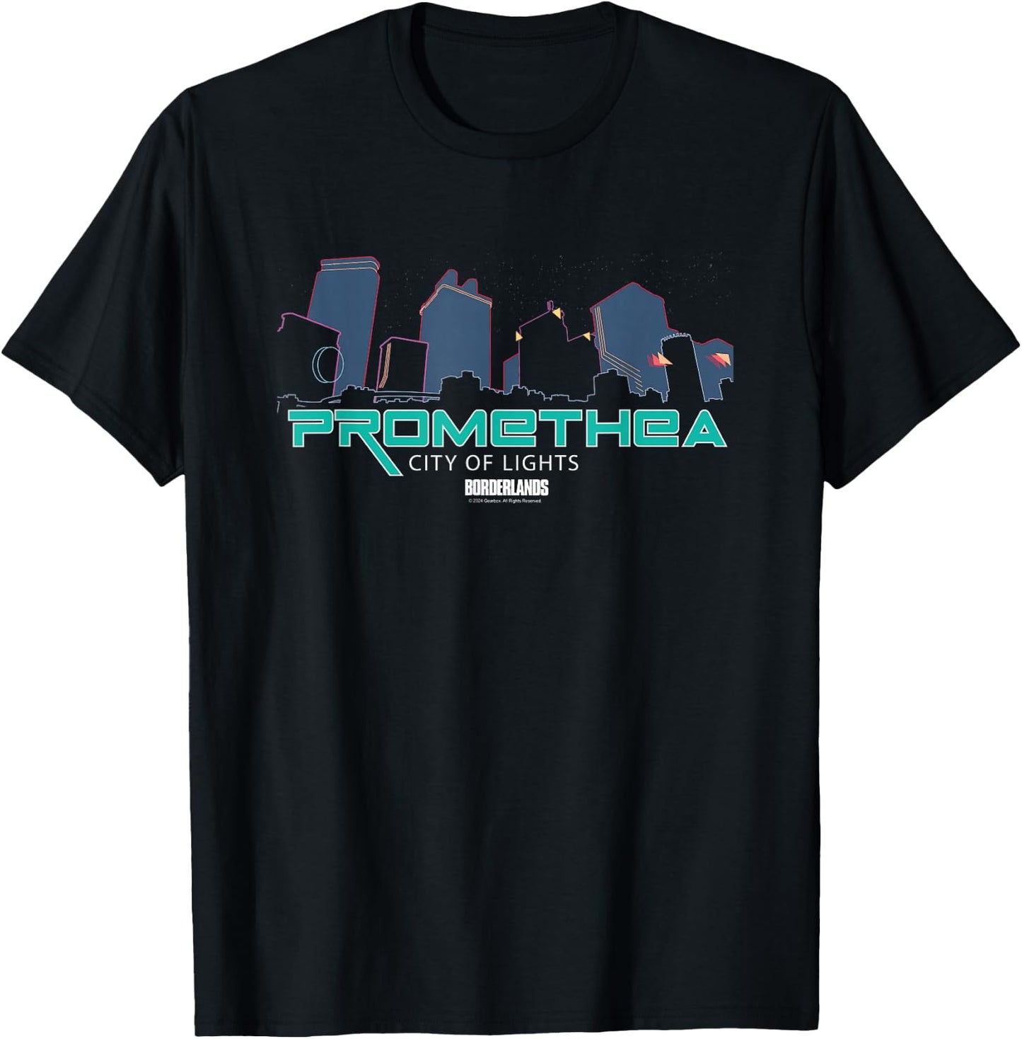 Borderlands Promethea City Lights Gaming T-Shirt - T-Shirt | Black