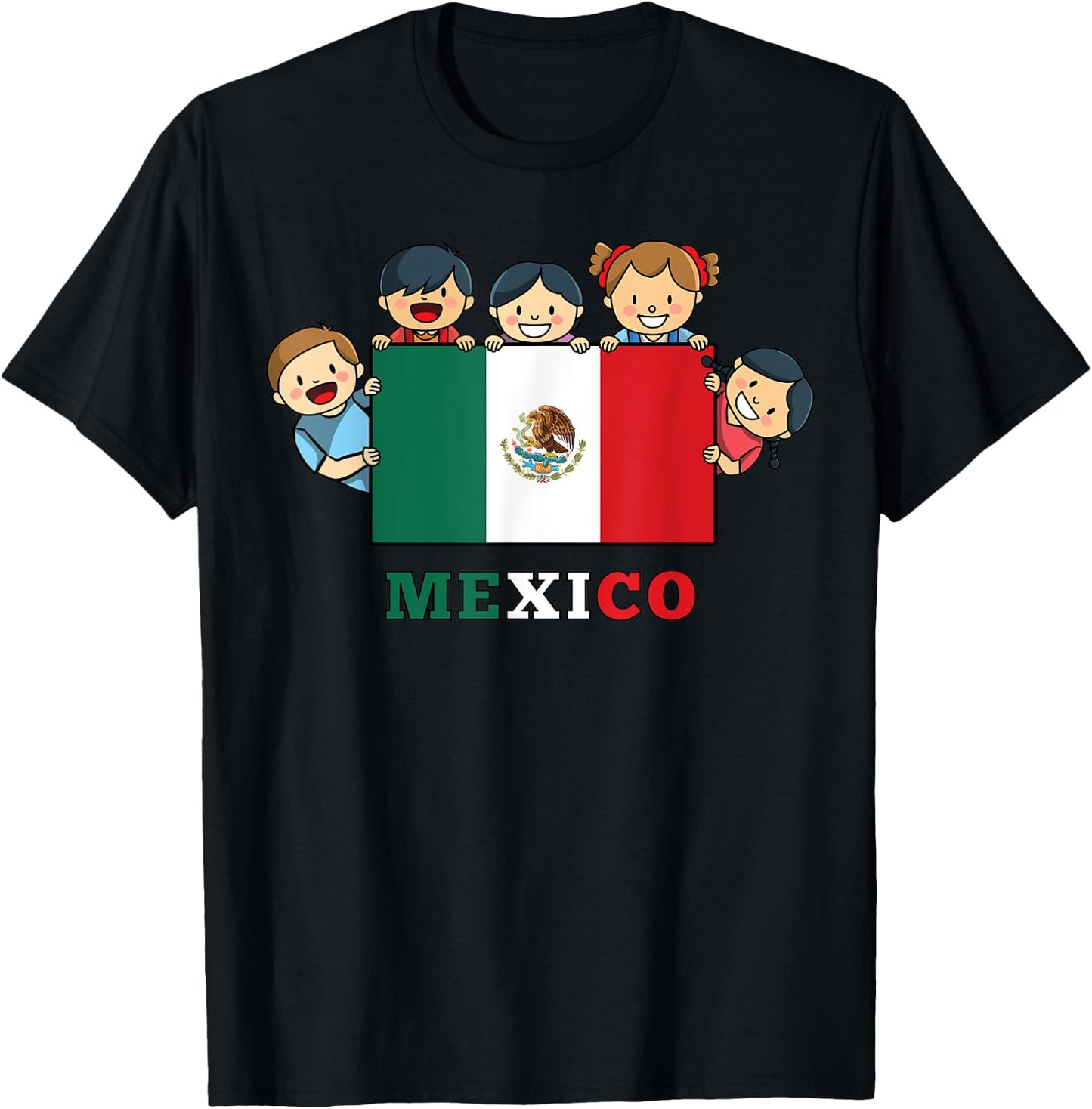 Kids Mexico Flag Hispanic Heritage Month Mexican T-Shirt - T-Shirt | Black