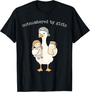 Outnumbered By Girls Funny Dad of Daughters Father's Day T-Shirt - T-Shirt | Black