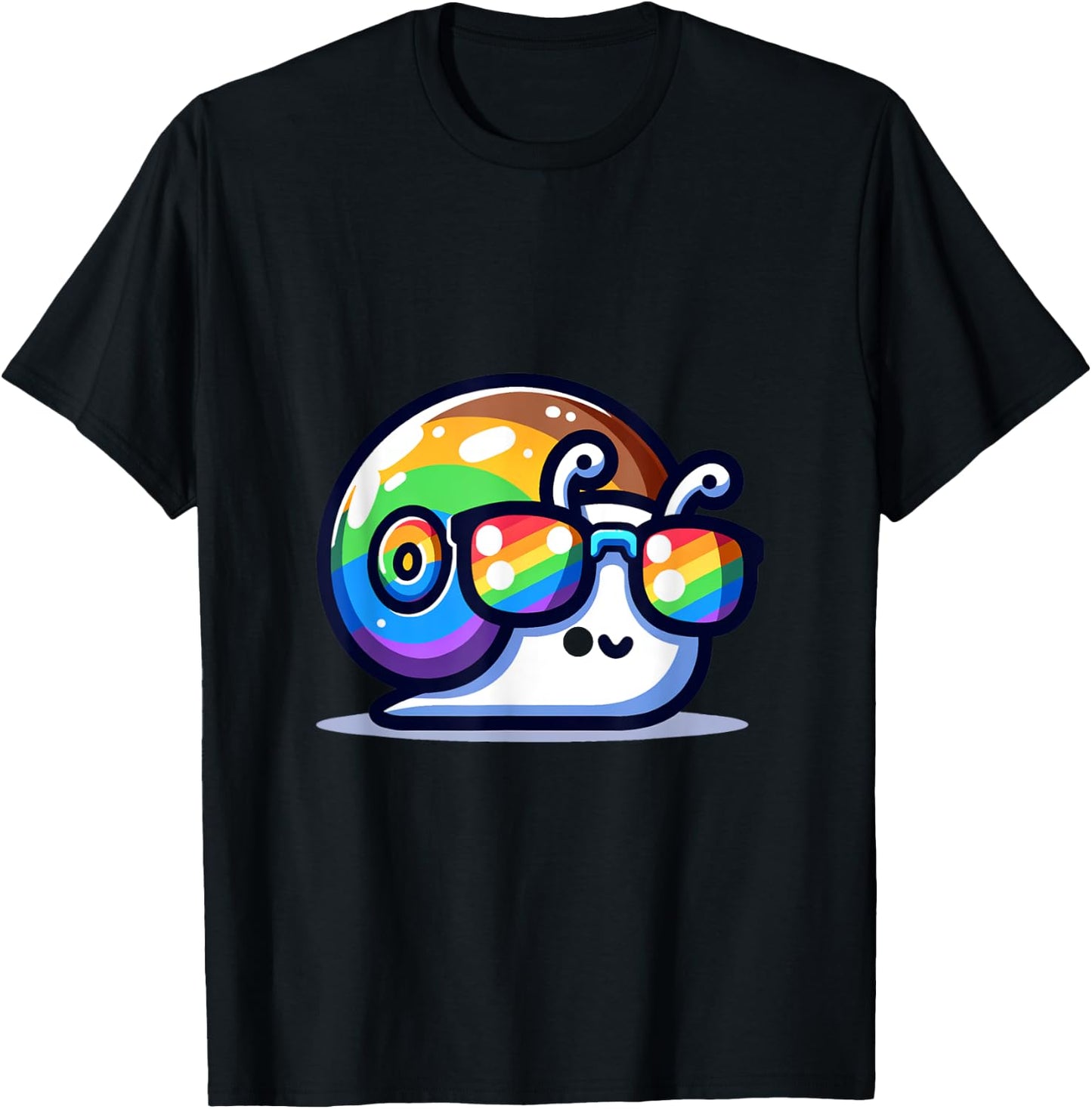 Awesome Rainbow Sunglasses Cute Snail T-Shirt - T-Shirt | Black