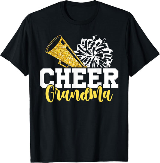 Cheer Grandma Hearts Cheerleading Grandmother T-Shirt - T-Shirt | Black