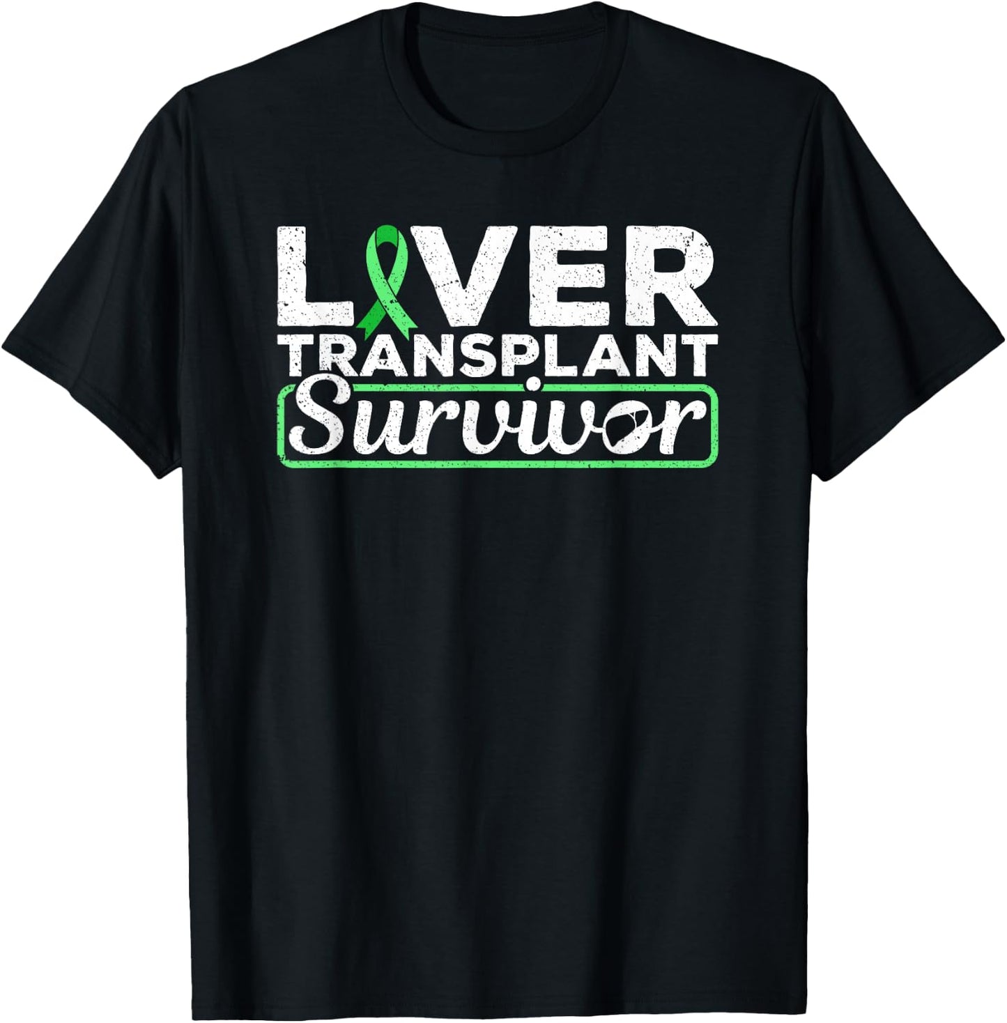 Liver Transplant Survivor Green Ribbon T-Shirt - T-Shirt | Black