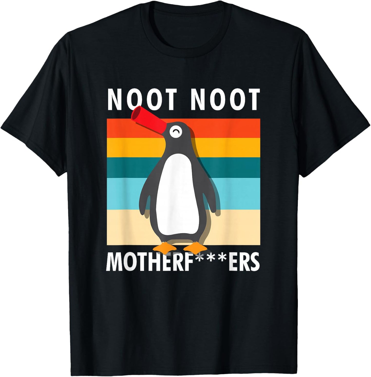 Rude Noot Noot Motherf-ers Sarcastic Graphic Penguin , black T-Shirt - T-Shirt | Black