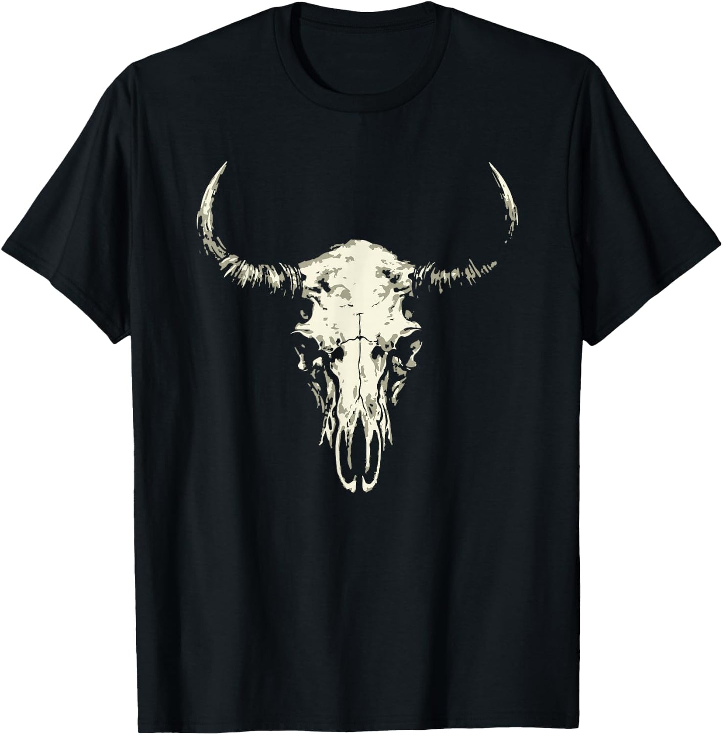 Bison Skull American Buffalo Minimalist Punk Core T-Shirt - T-Shirt | Black