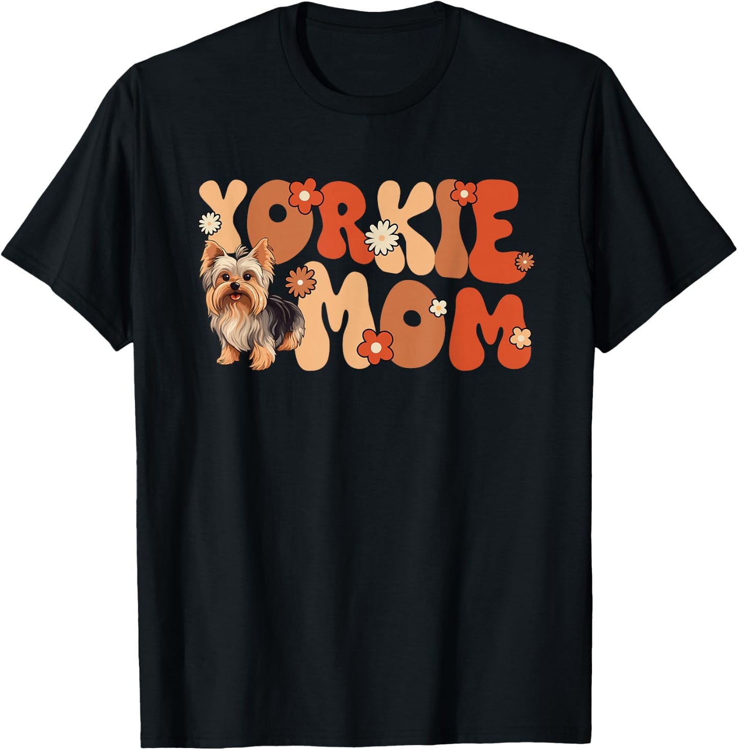 Yorkshire Terrier Groovy World's Best Yorkie Mom T-Shirt - T-Shirt | Black