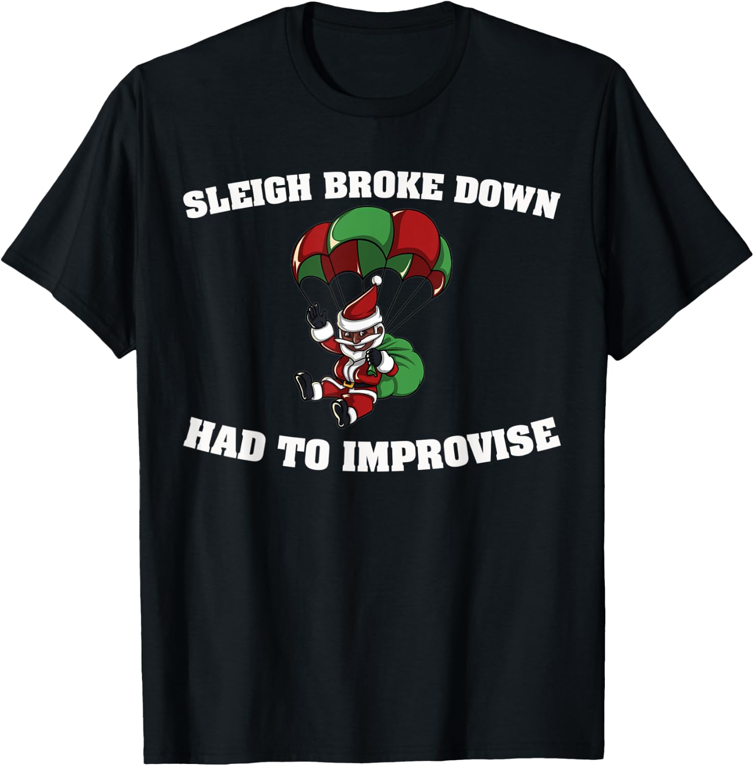 Funny African American Santa Ugly Christmas T-Shirt - T-Shirt | Black