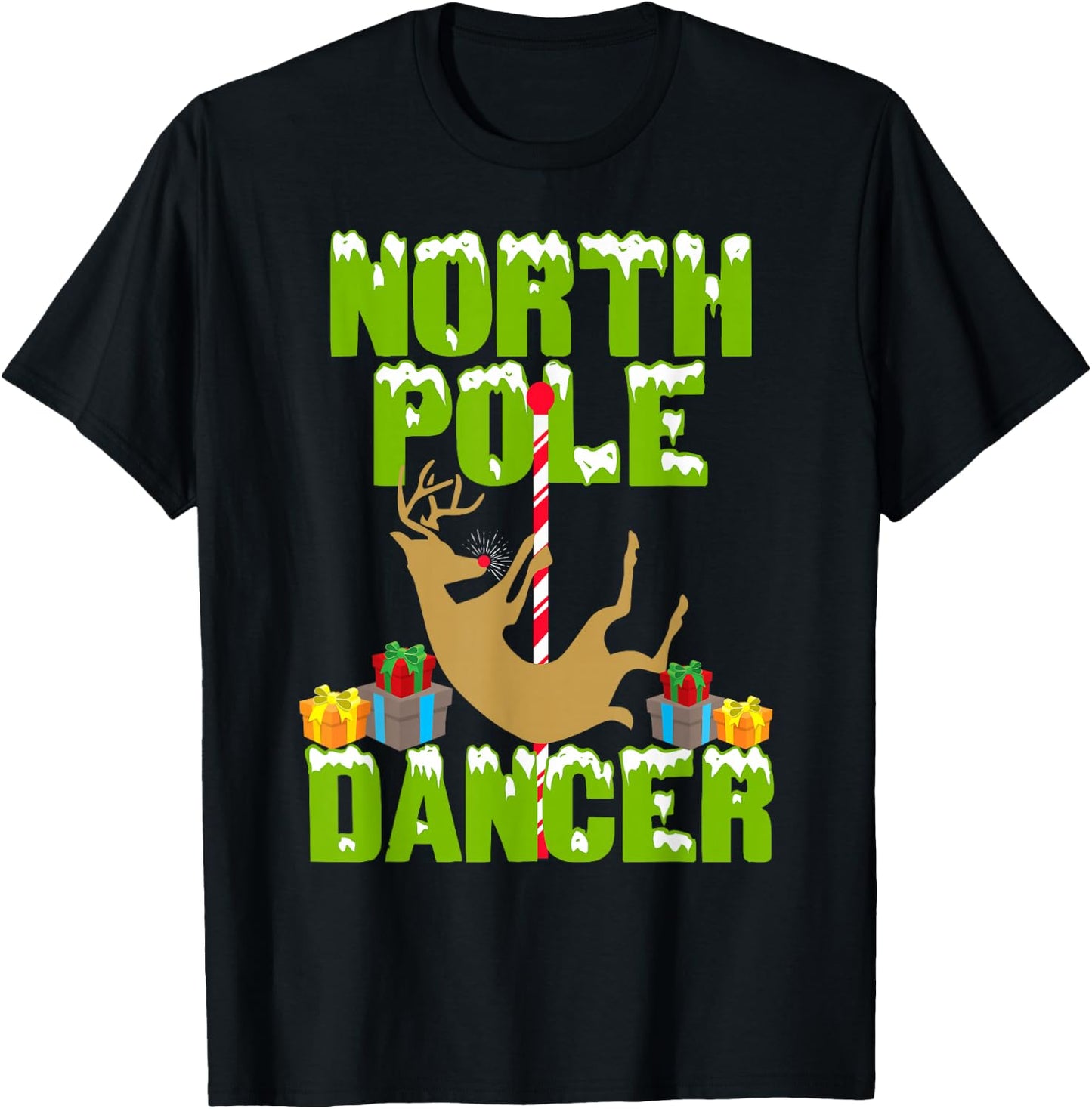 Inappropriate Christmas Shirts Funny North Pole Dancer T-Shirt - T-Shirt | Black