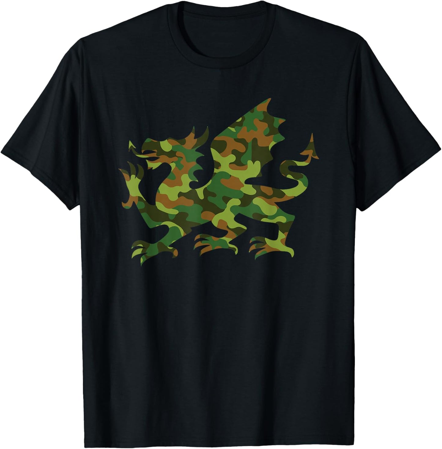 Cool Camo Camouflage Dragon Fantasy Gamer Dragon Men Women T-Shirt - T-Shirt | Black