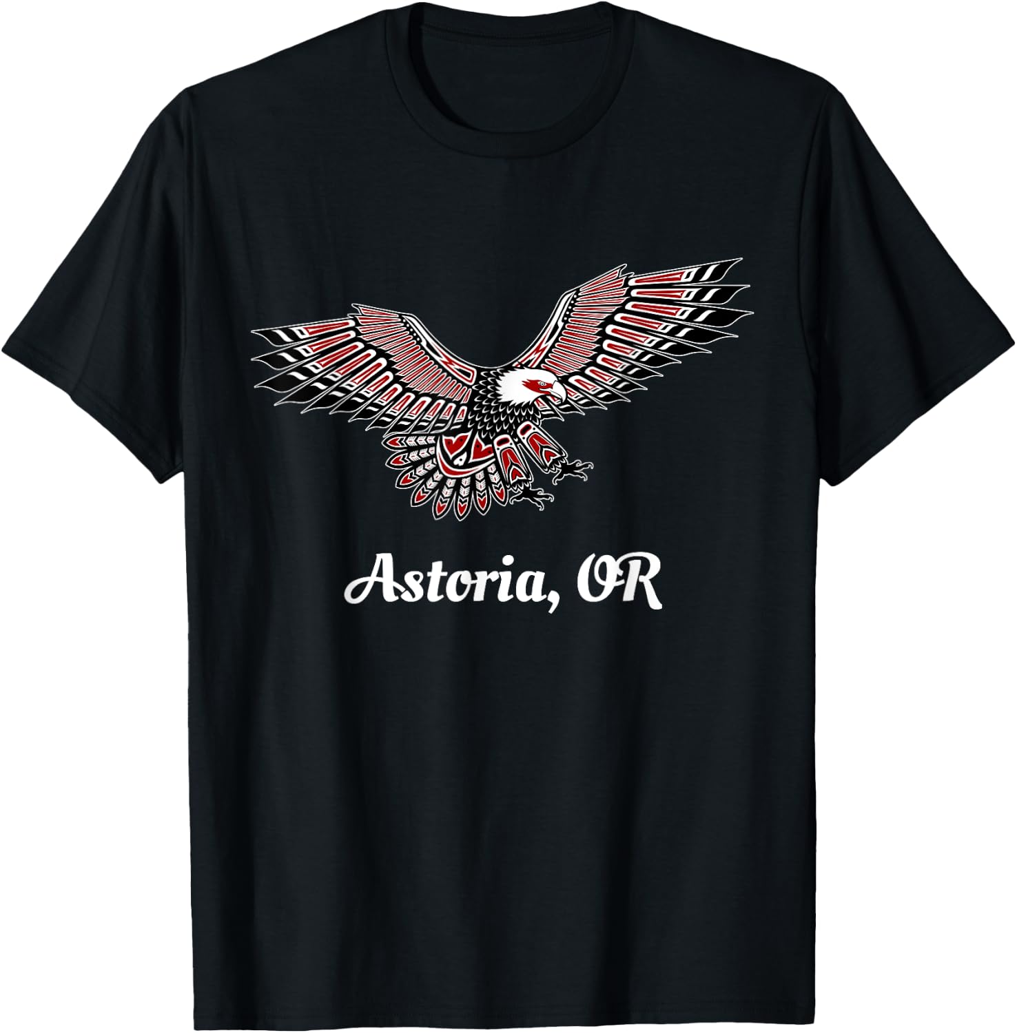 Astoria, OR Eagle PNW Native American Totem T-Shirt - T-Shirt | Black