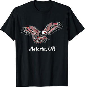 Astoria, OR Eagle PNW Native American Totem T-Shirt - T-Shirt | Black