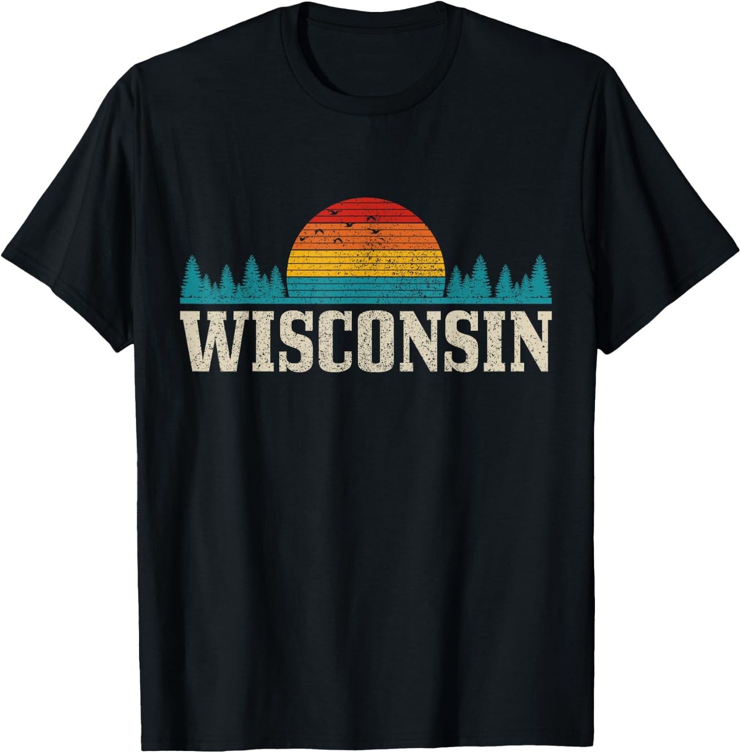 Wisconsin Vintage USA America Souvenir T-Shirt - T-Shirt | Black