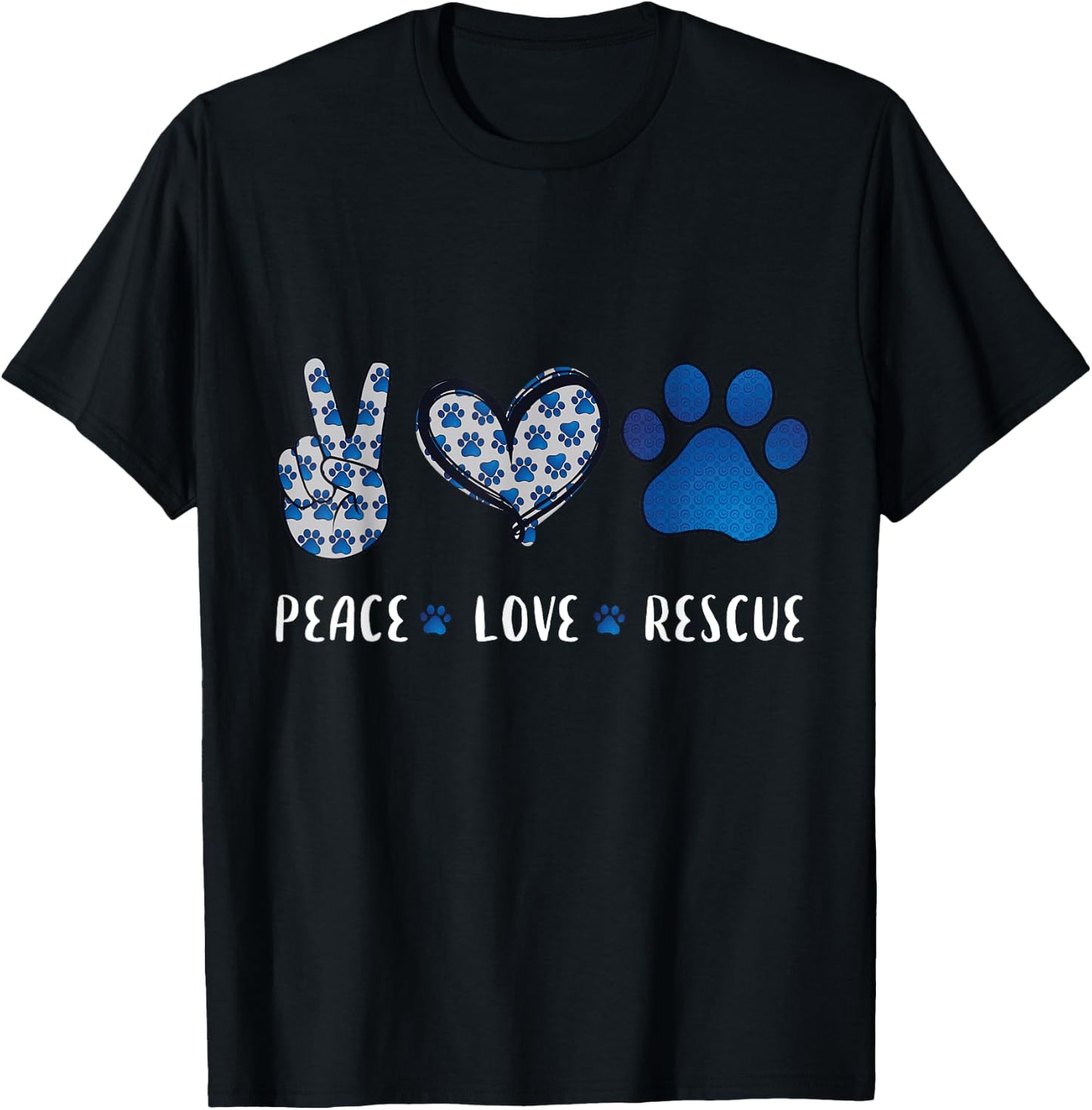 Peace Love dog cat rescue pets gifts women vet tech T-Shirt - T-Shirt | Black