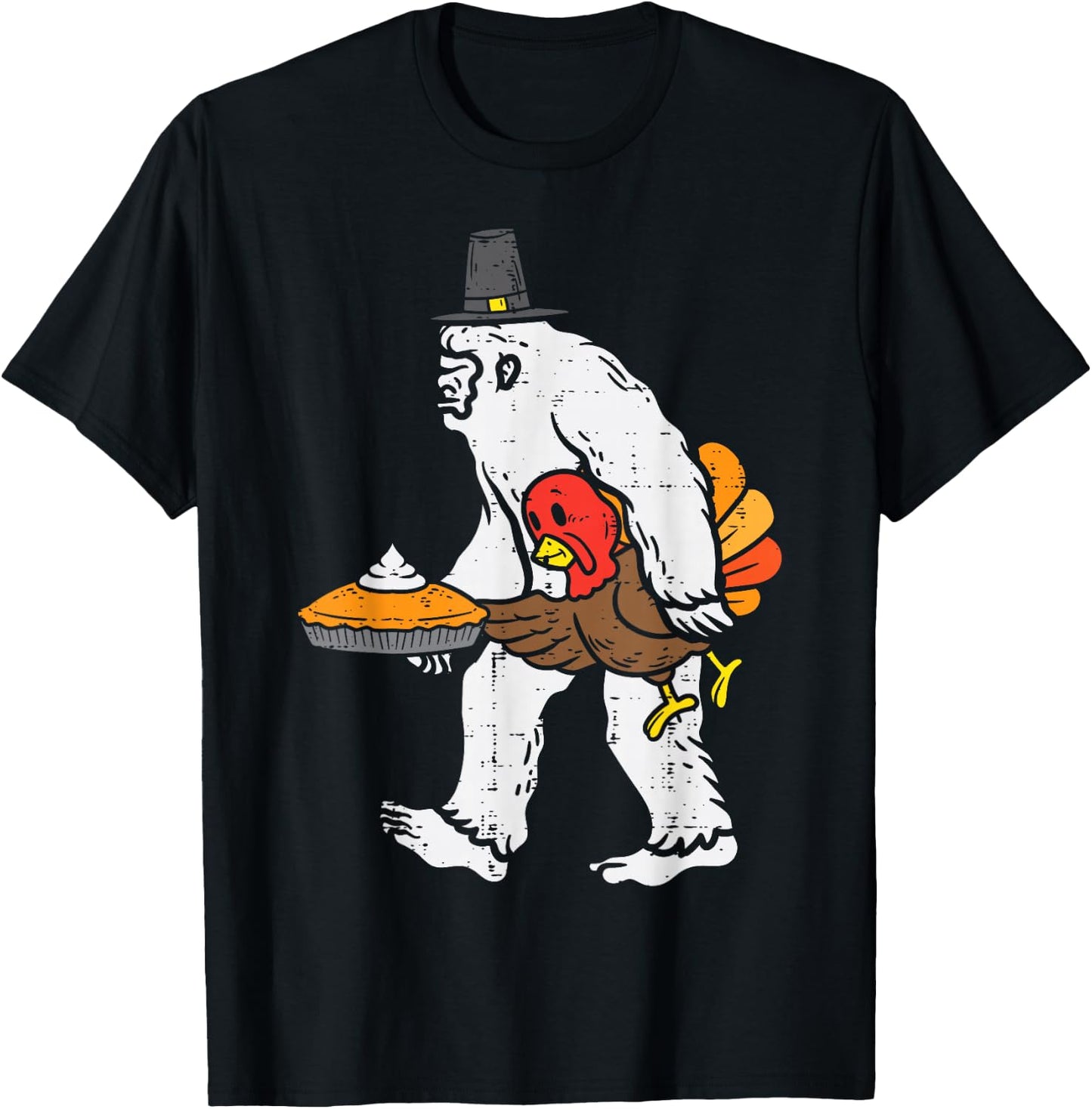 Thanksgiving Bigfoot Sasquatch Turkey Day Men Women Kids T-Shirt - T-Shirt | Black