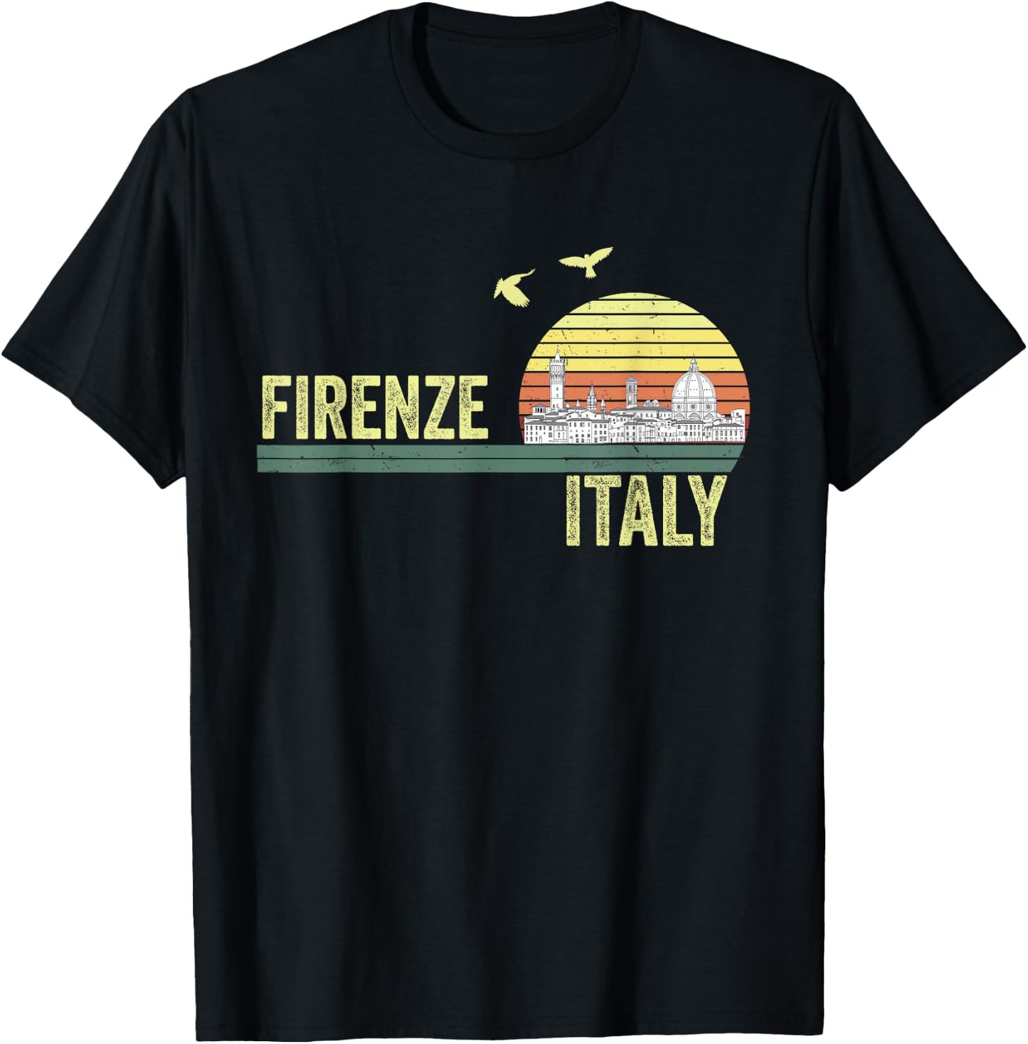 Souvenirs From Italy Firenze Florence Retro Vintage Skyline T-Shirt - T-Shirt | Black