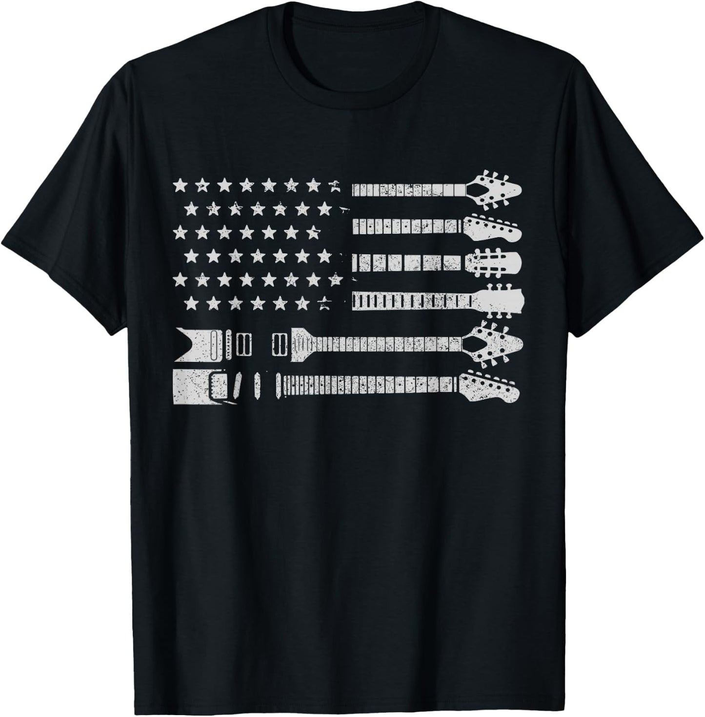 Patriotic Guitar Player Gifts & Apparel Co. American Flag Guitarist Vintage Black -Adults Classic Fit T-Shirt - T-Shirt | Black