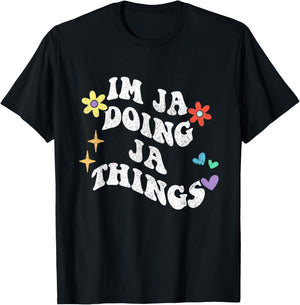 Retro Groovy Im Ja Doing Ja Things Funny Mother's Day T-Shirt - T-Shirt | Black