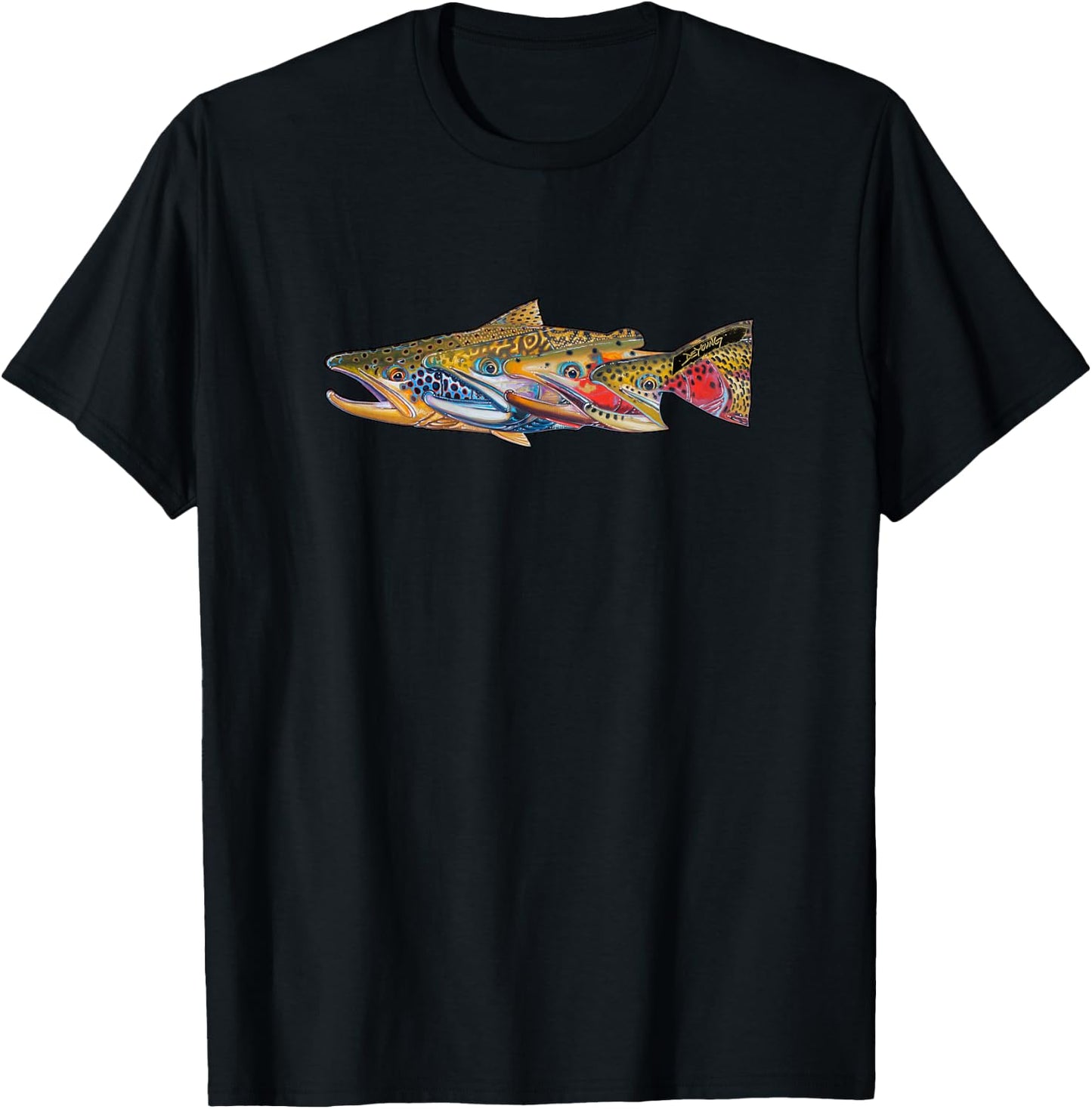 Fab Four Trout Derek DeYoung Fishing Gift T-Shirt - T-Shirt | Black